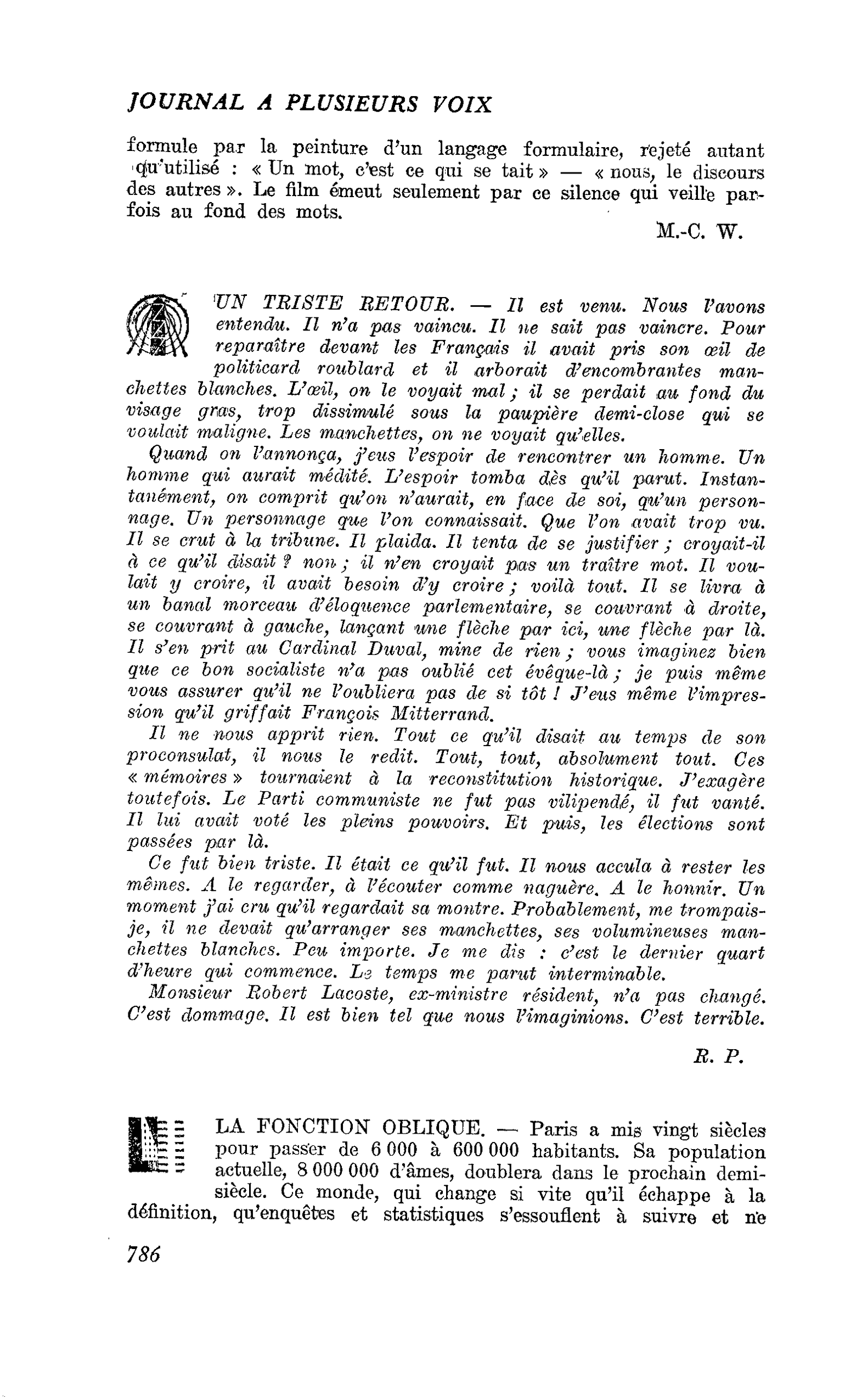LA FONCTION OBLIQUE