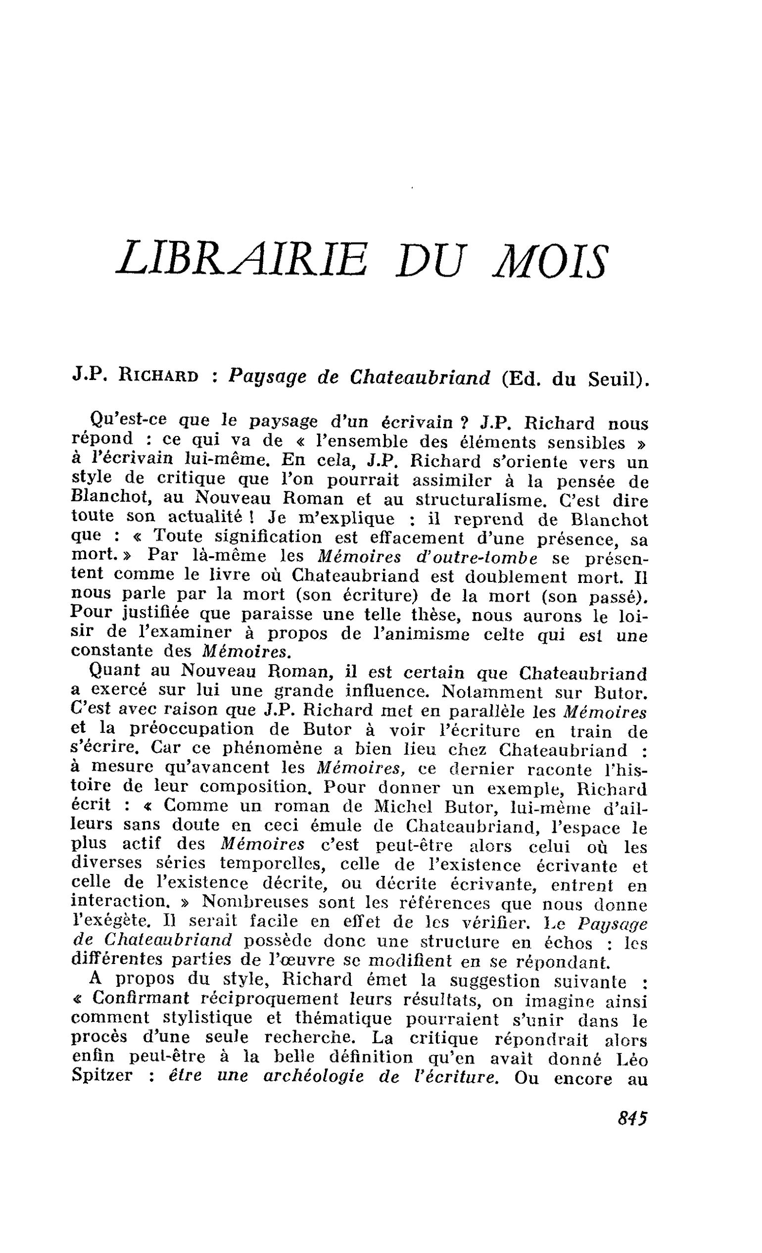 J.P. Richard : Paysage de Chateaubriand