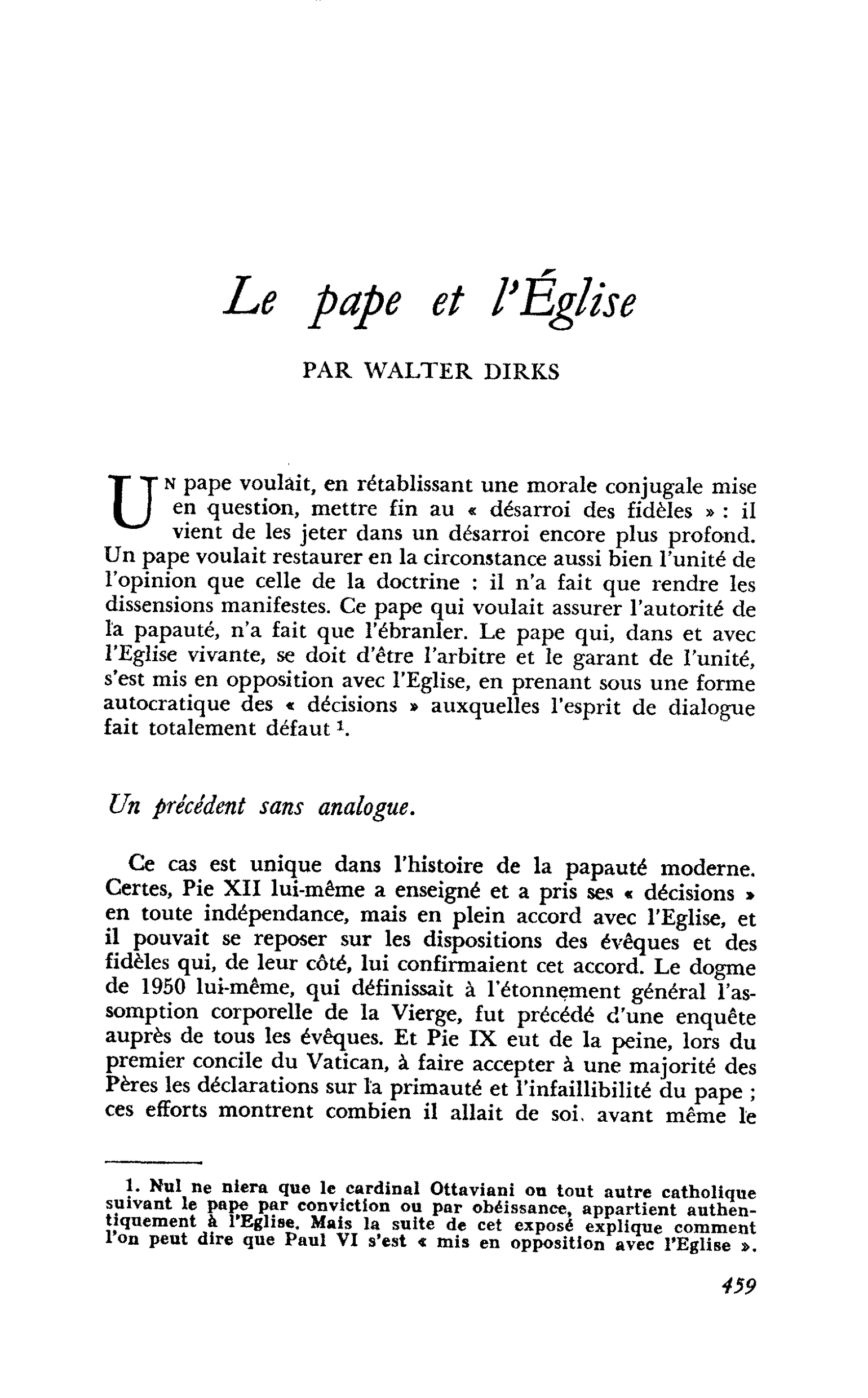Le pape et l’Église