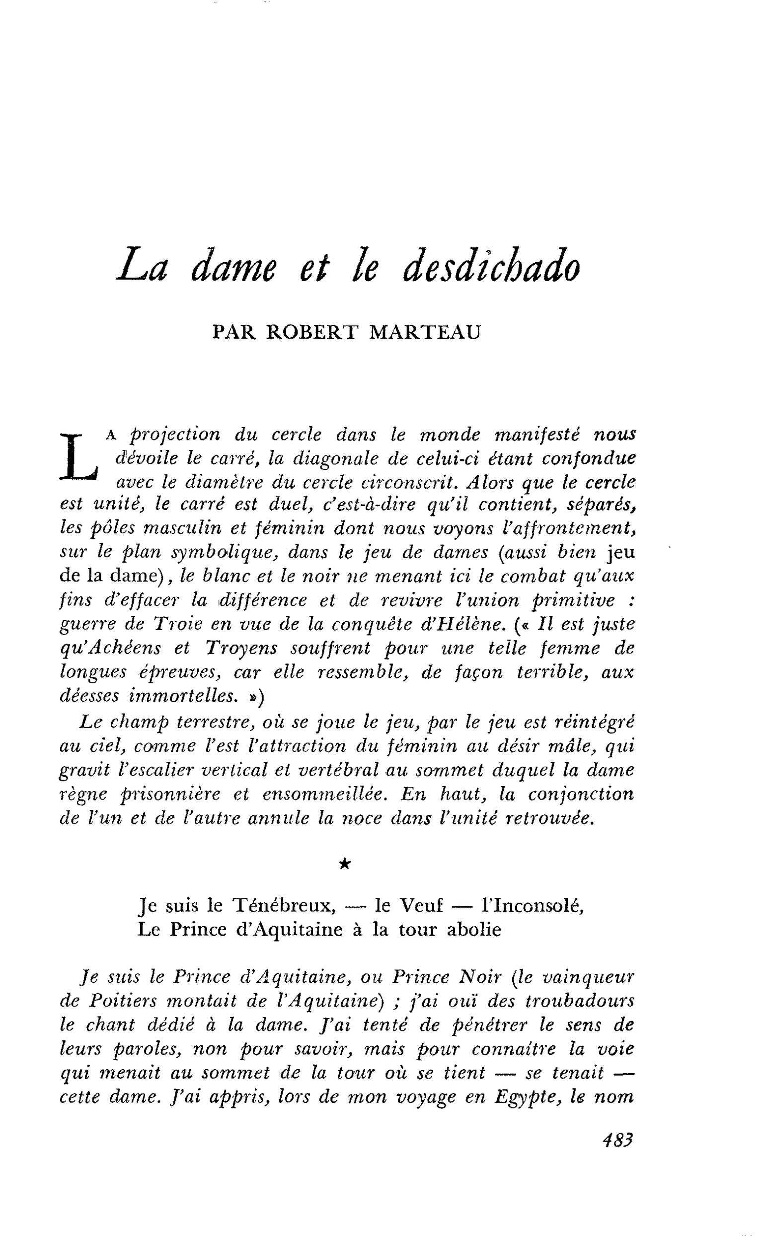 La dame et le desdichado