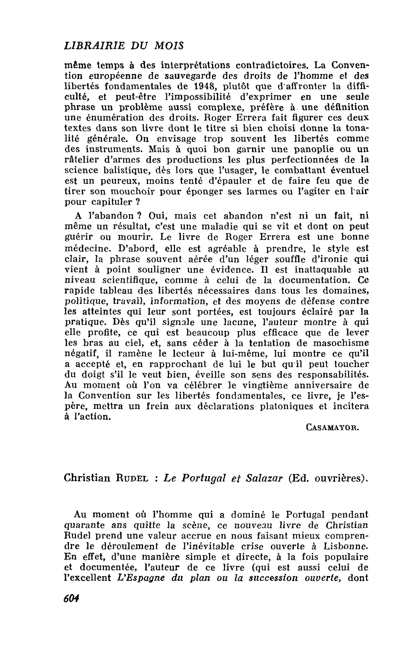 Christian Rudel : Le Portugal et Salazar