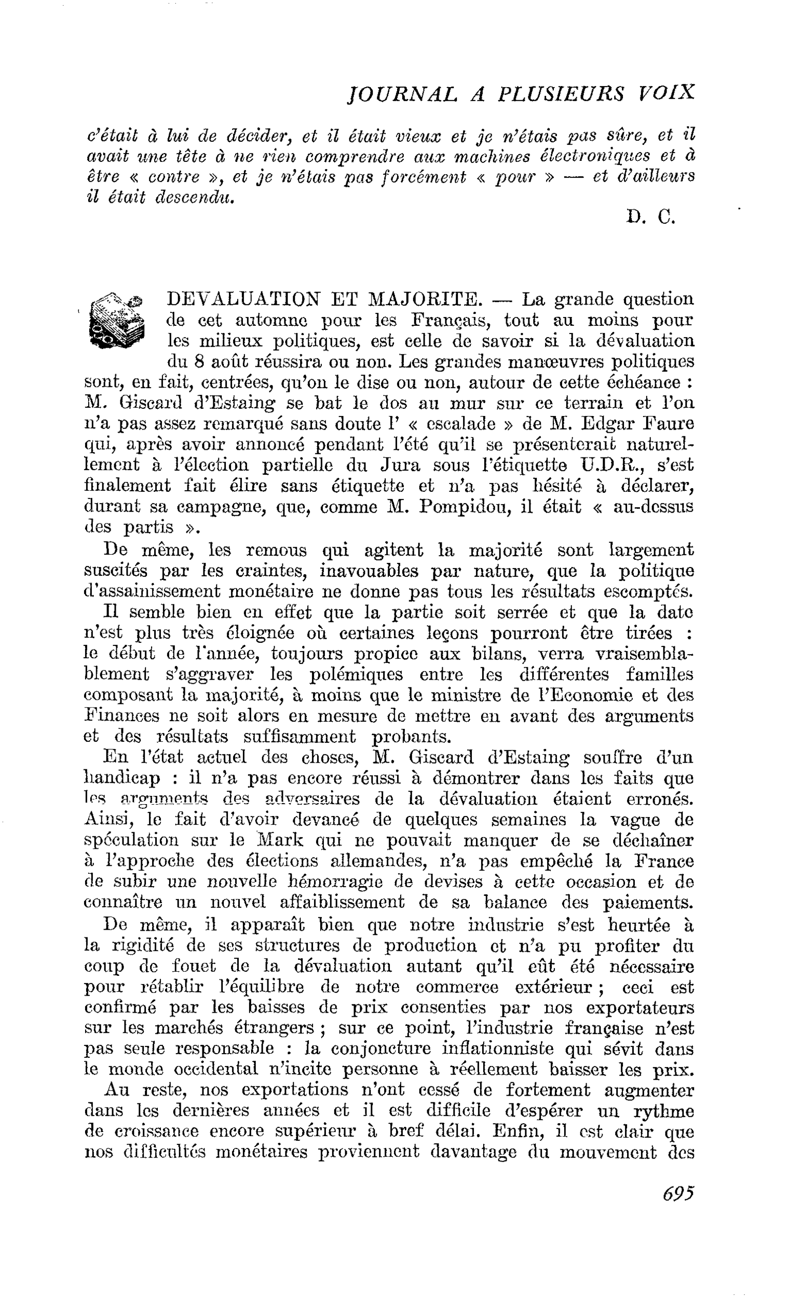 DEVALUATION ET MAJORITE