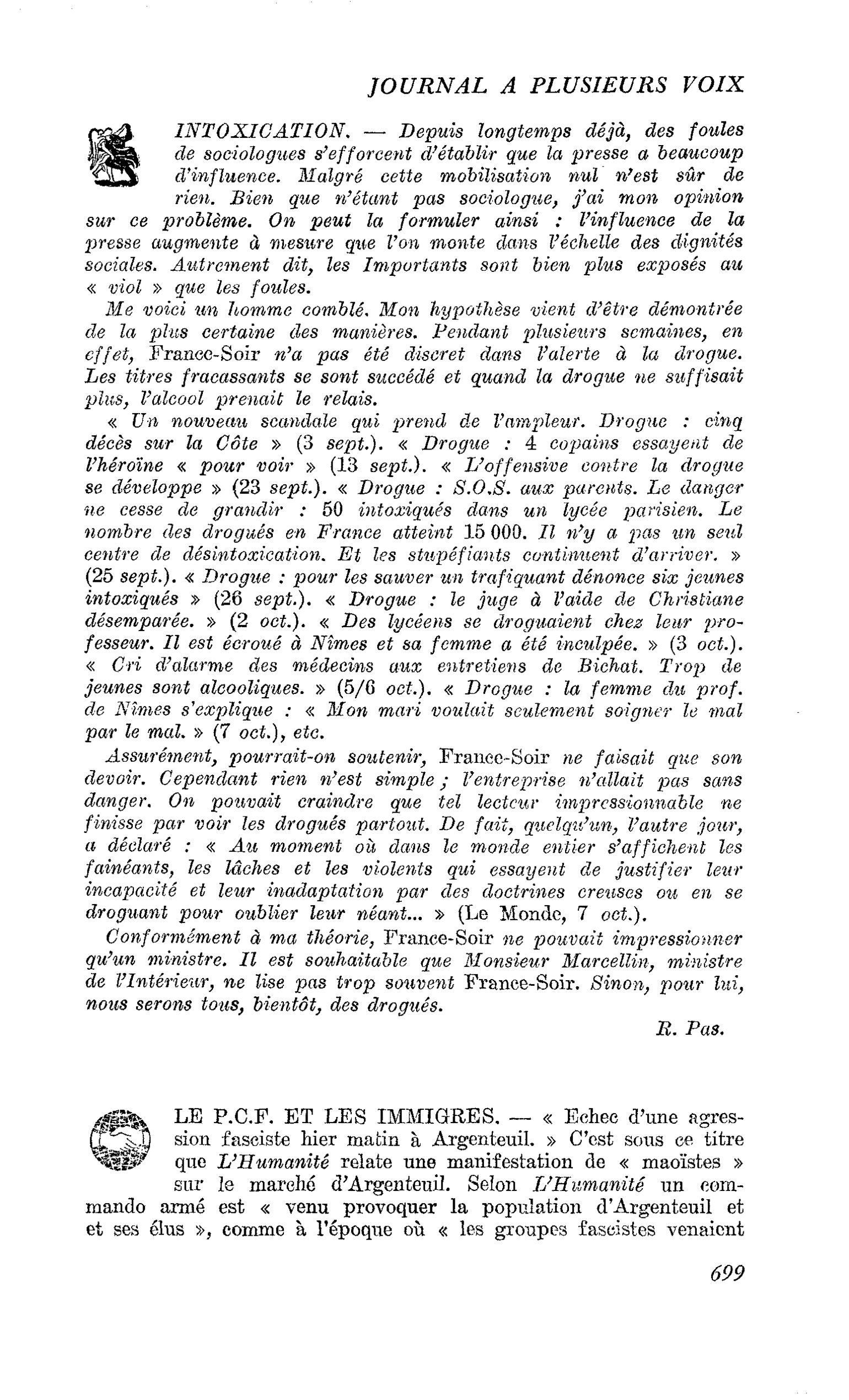 LE P.C.F. ET LES IMMIGRES