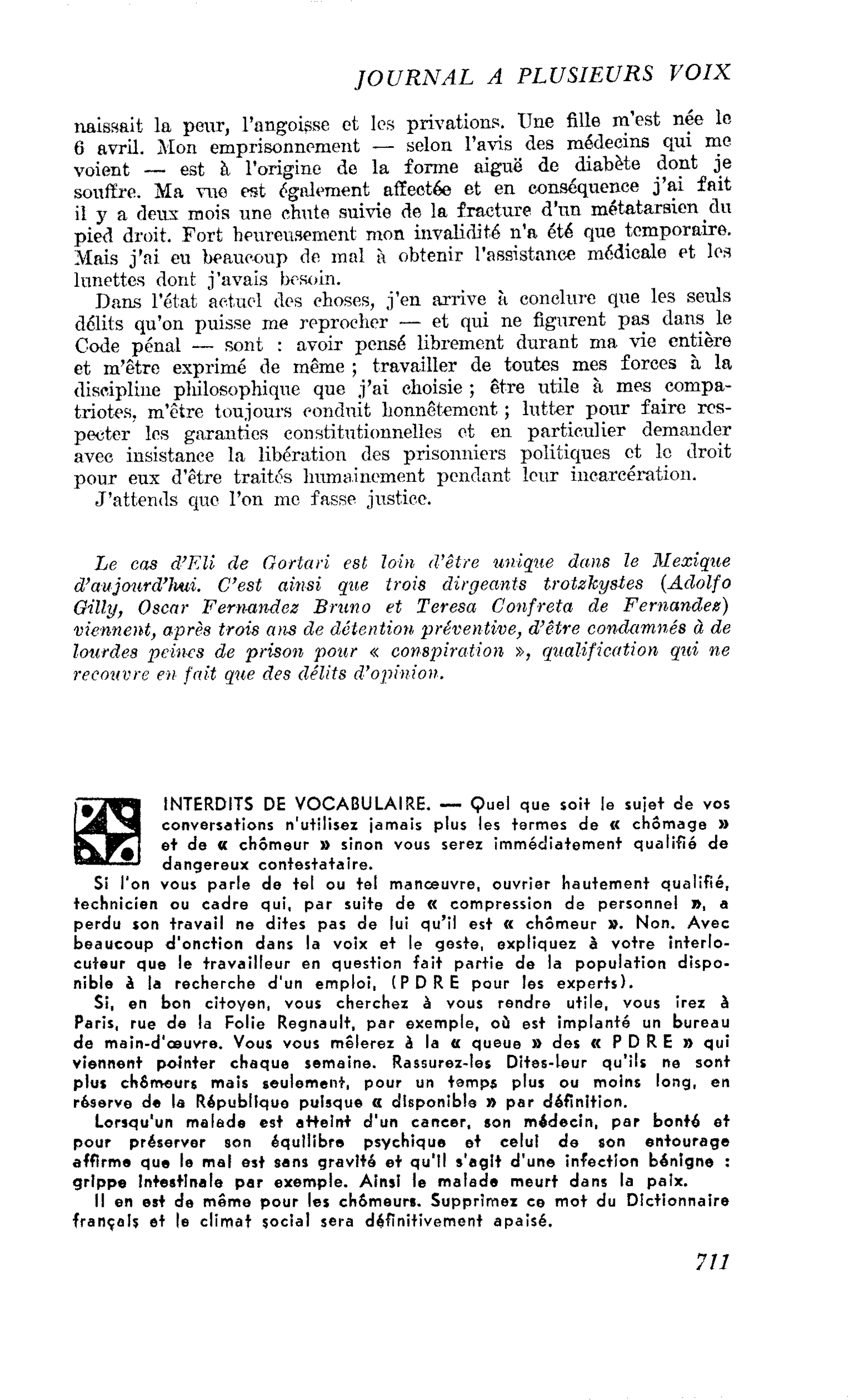 INTERDITS DE VOCABULAIRE