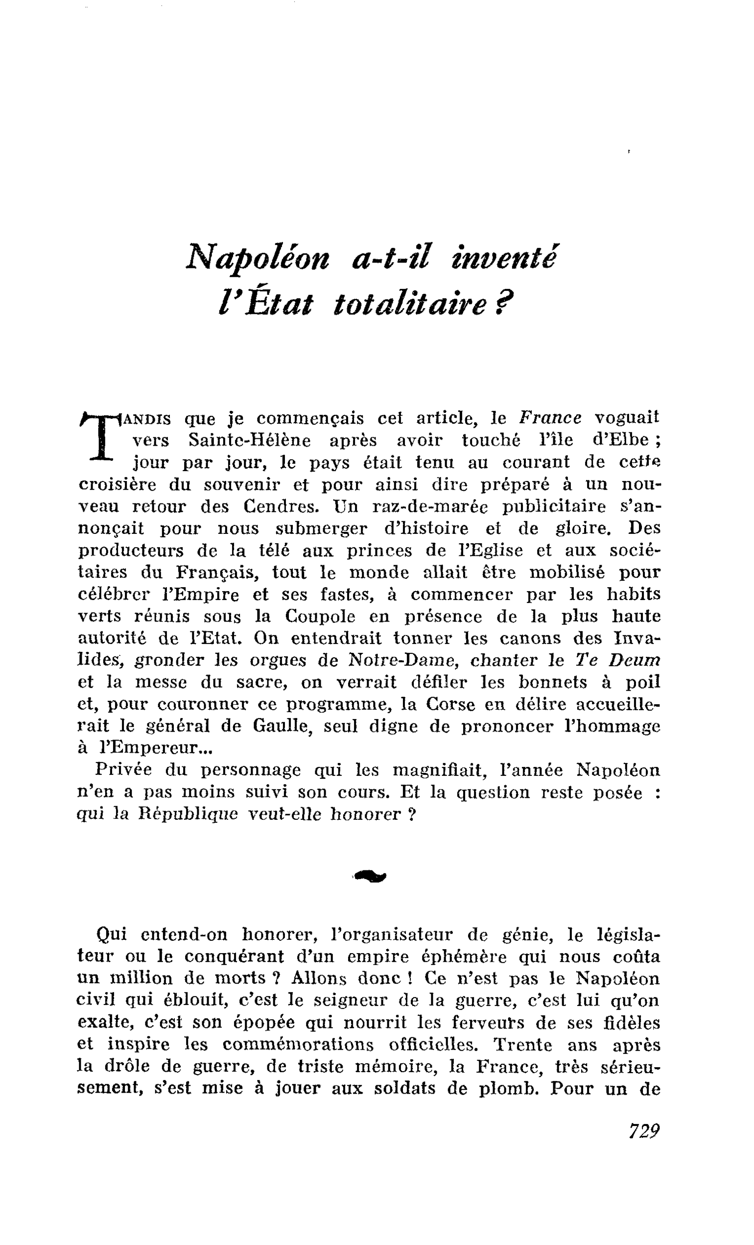 Napoléon a-t-il inventé l’Etat totalitaire ?