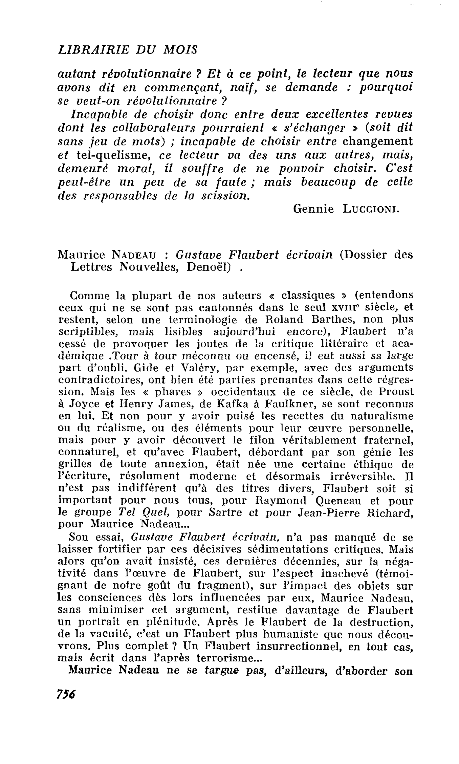 Maurice Nadeau : Gustave Flaubert écrivain