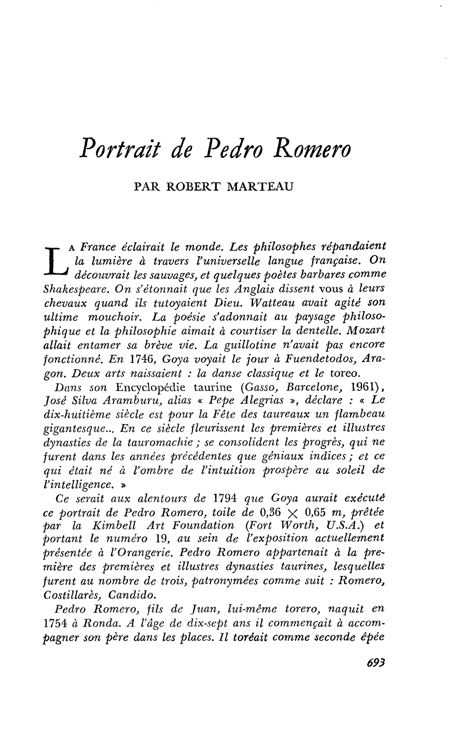 Portrait de Pedro Romero