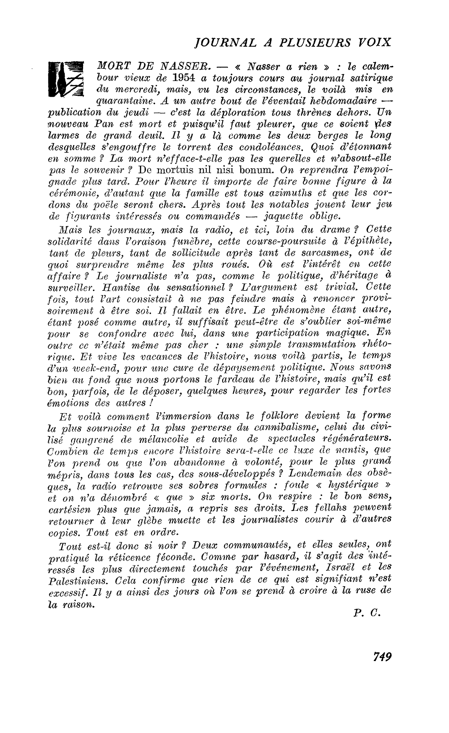 MORT DE NASSER