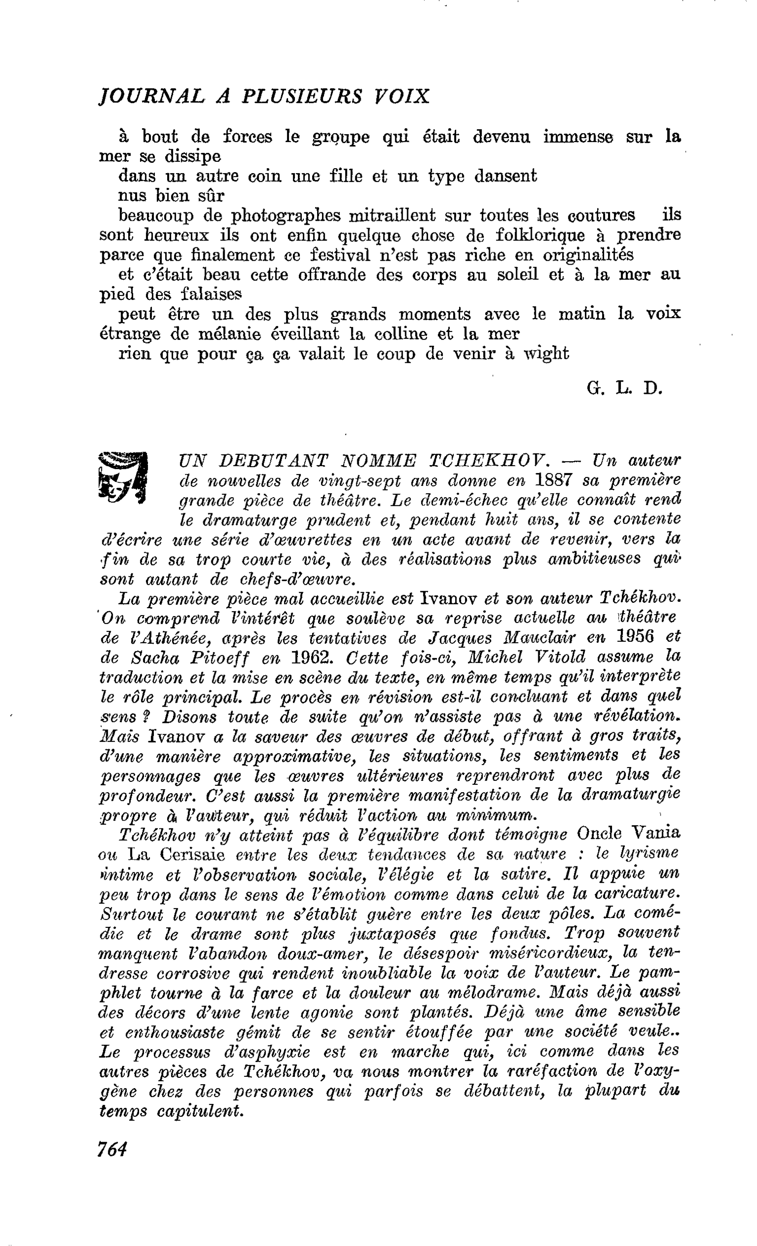 UN DEBUTANT NOMME TCHEKHOV