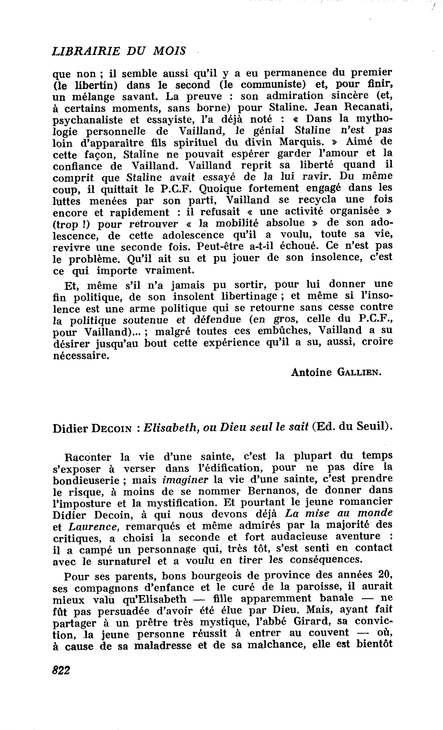 Didier Decoin : Elisabeth, ou Dieu seul le sait