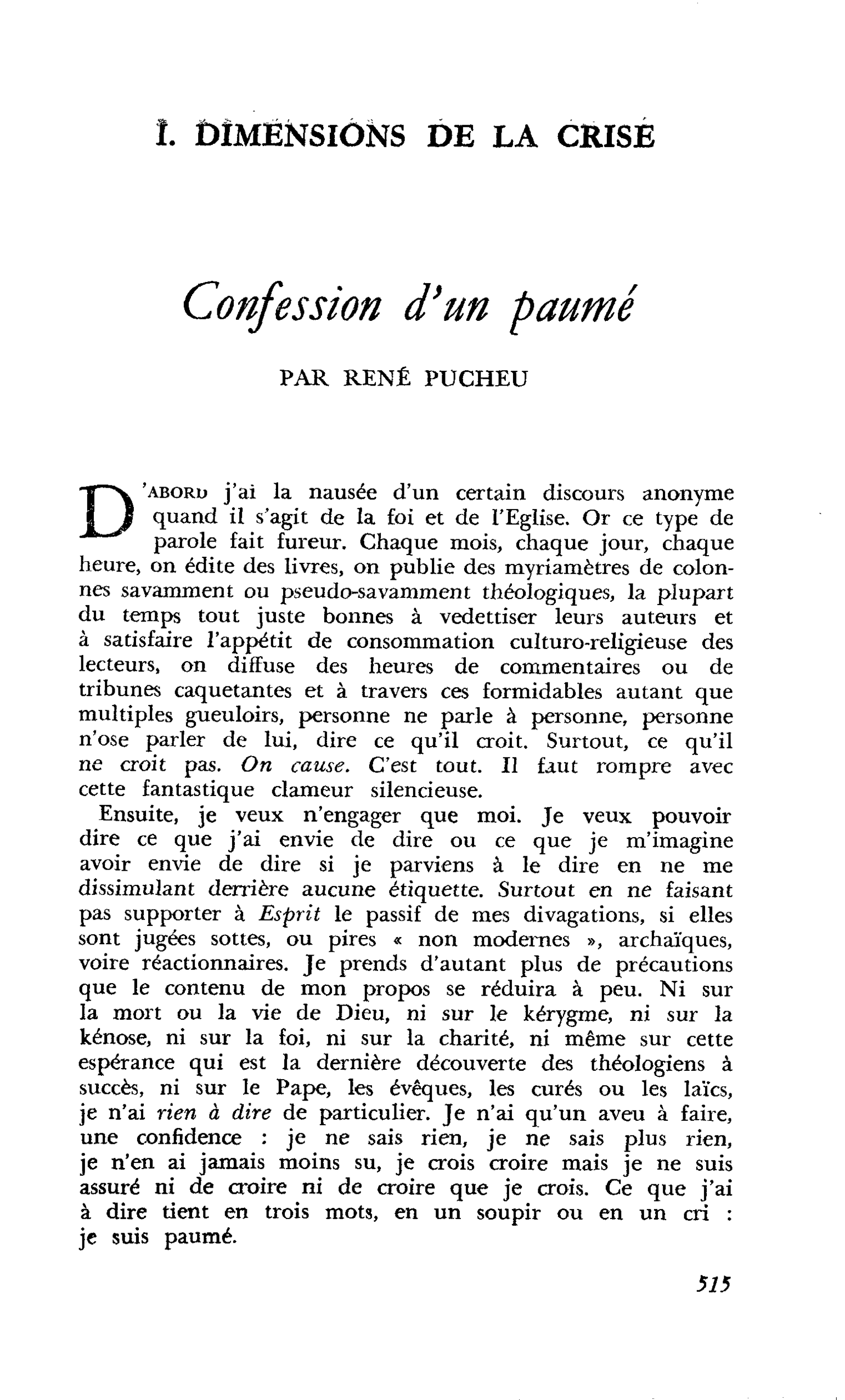 Confession d’un paumé