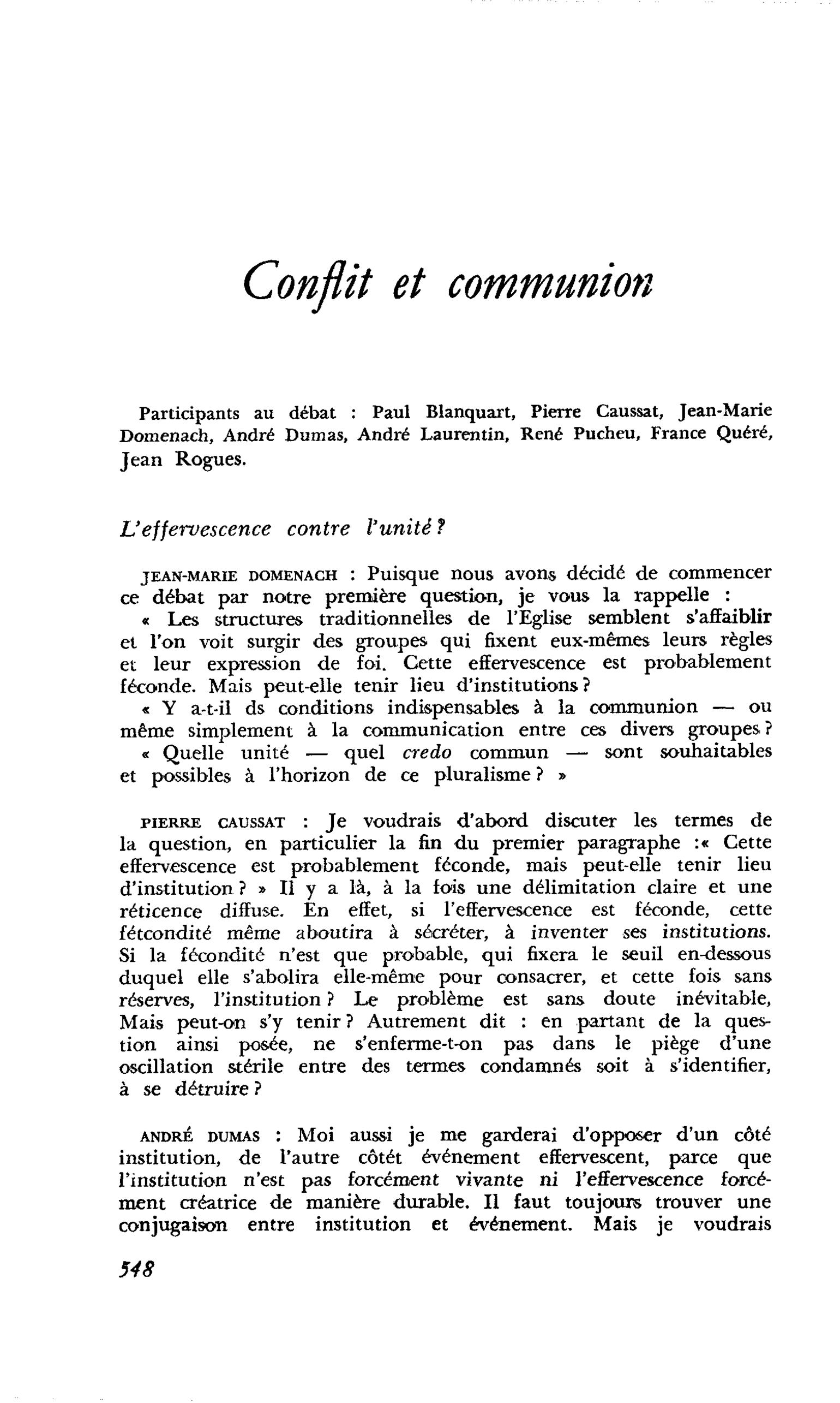 Conflit et communion