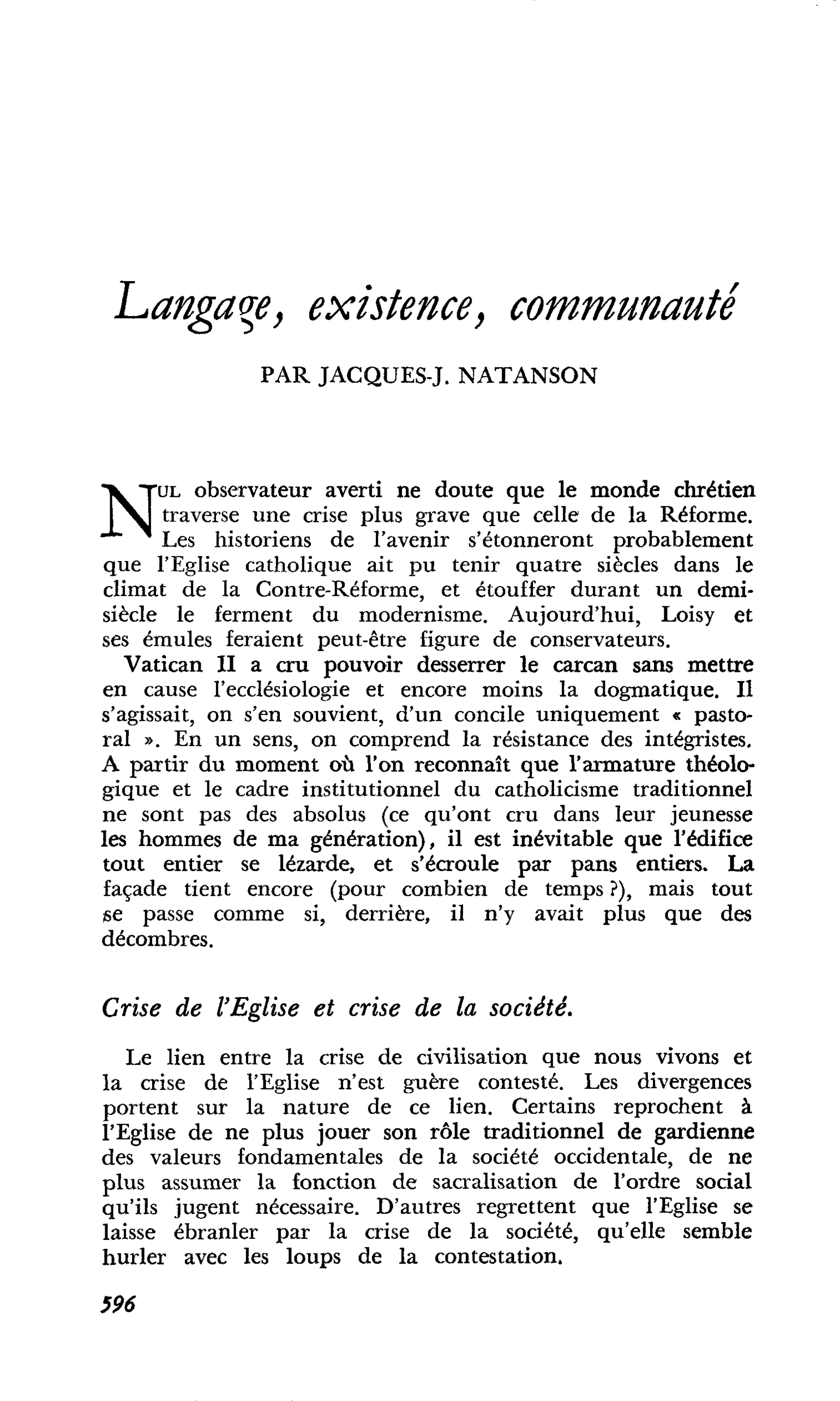 Langage, existence, communauté