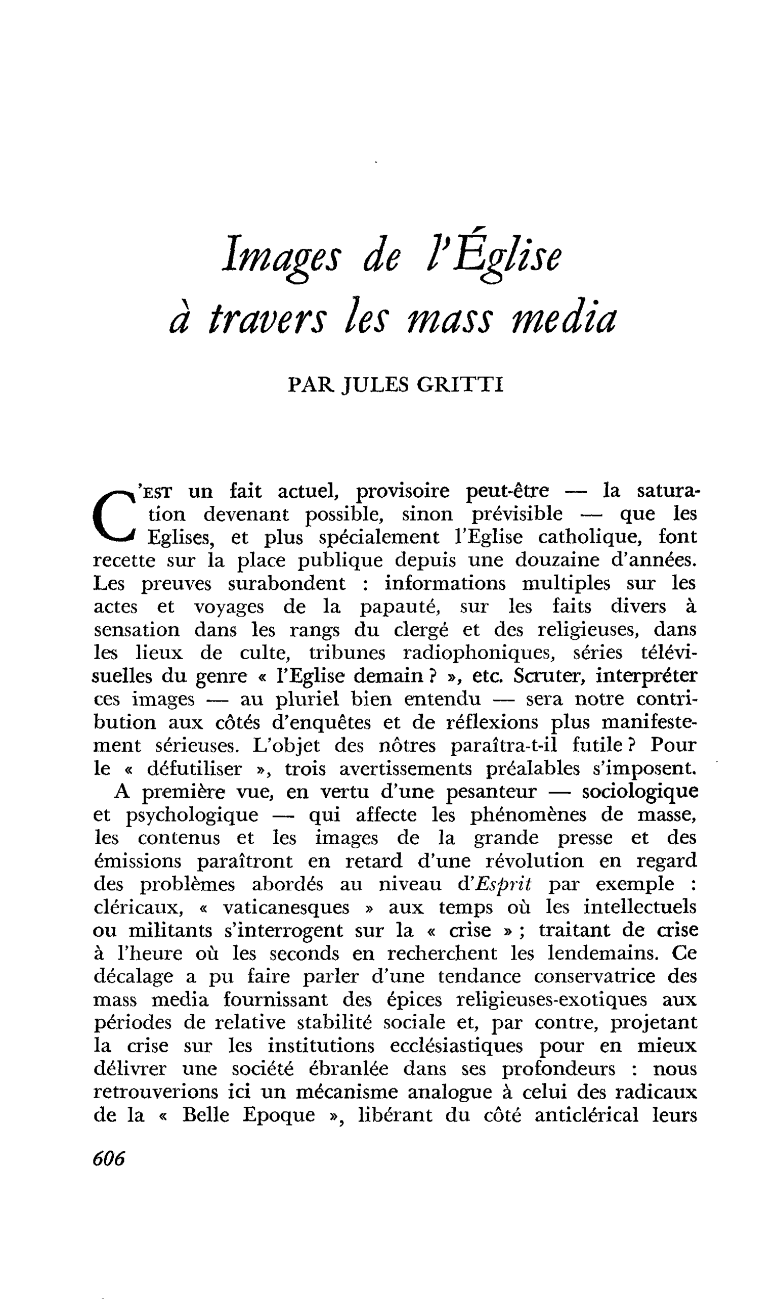 Images de l’Église à travers les mass média