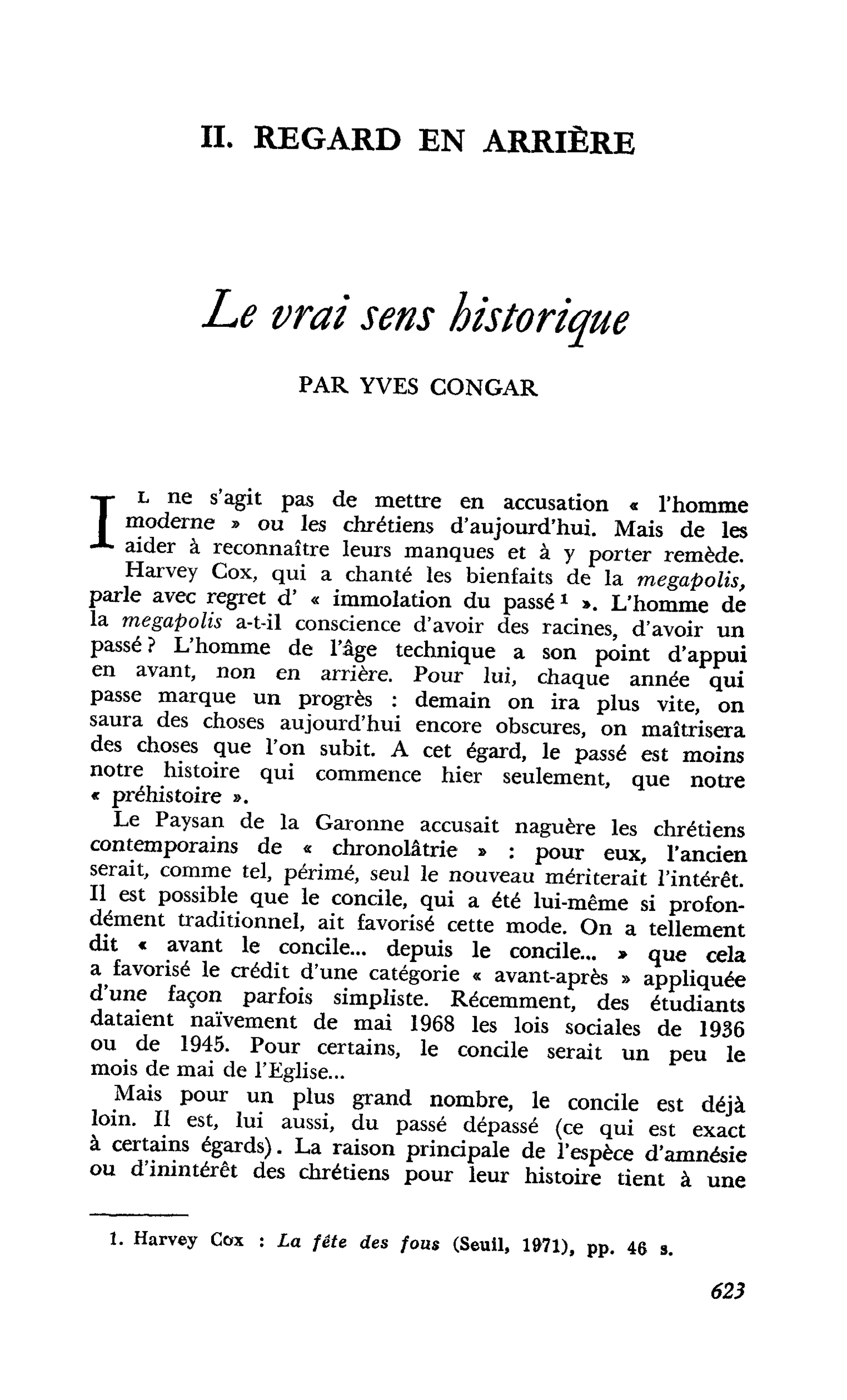 Le vrai sens historique