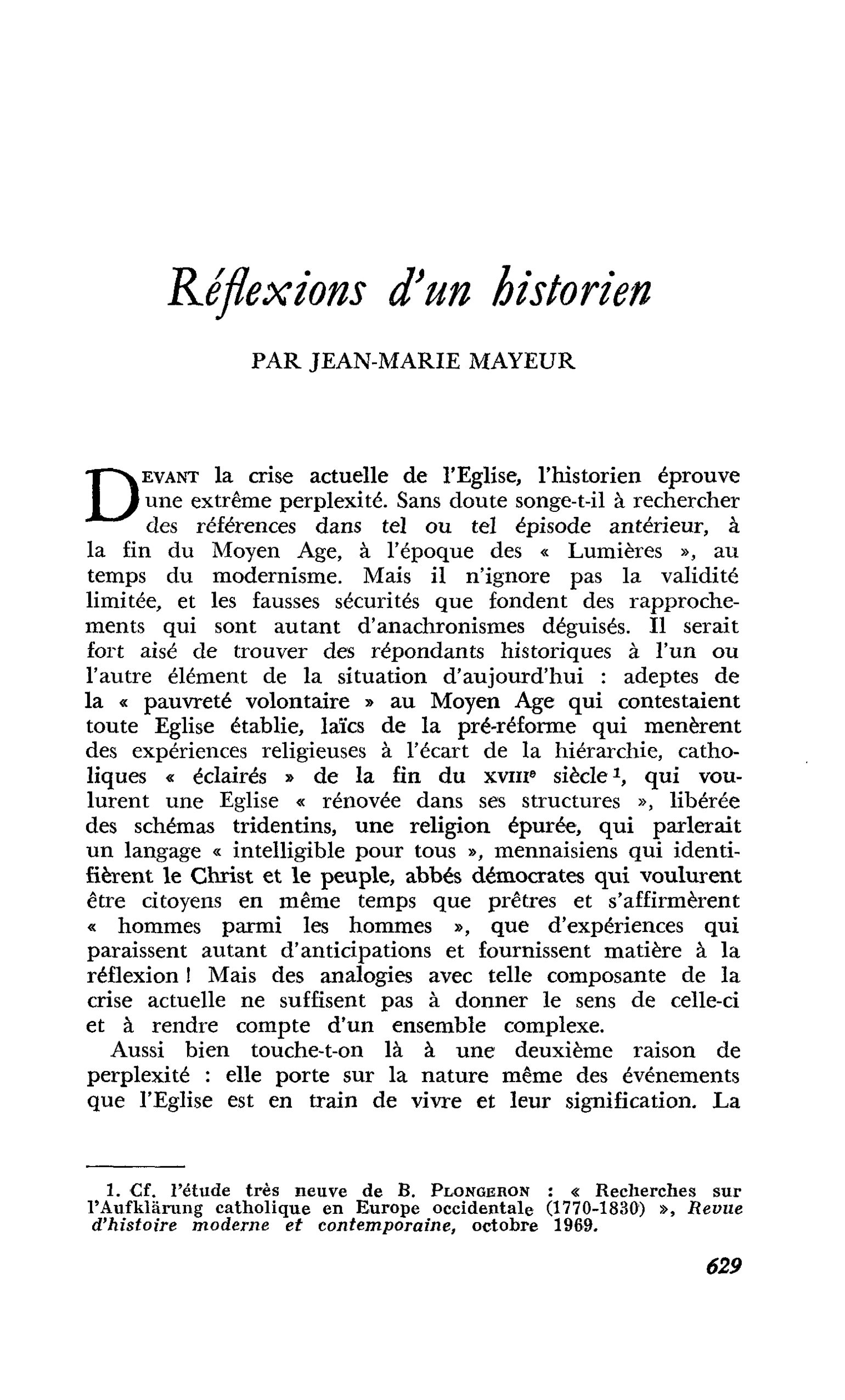 Réflexions d’un historien