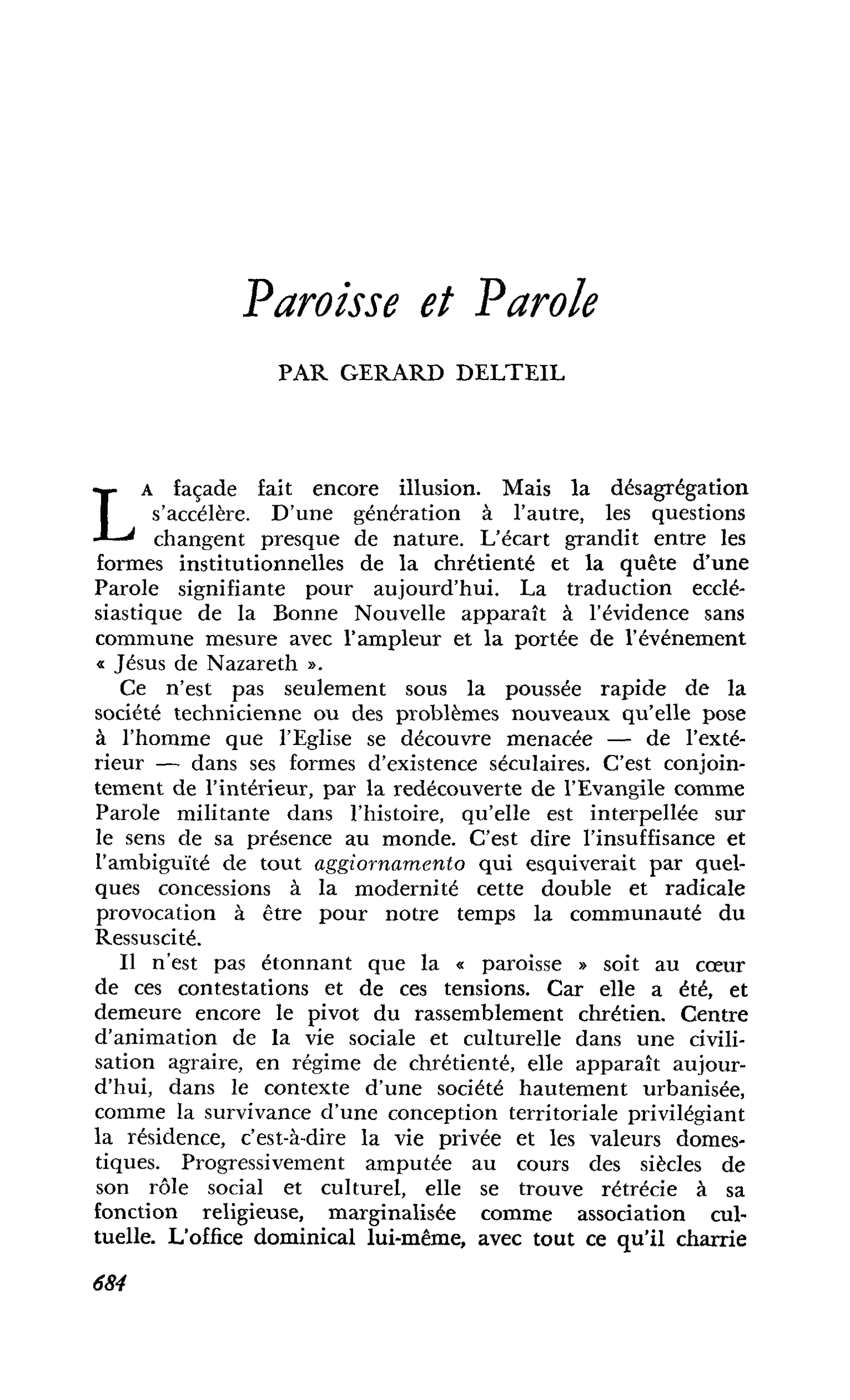 Paroisse et Parole