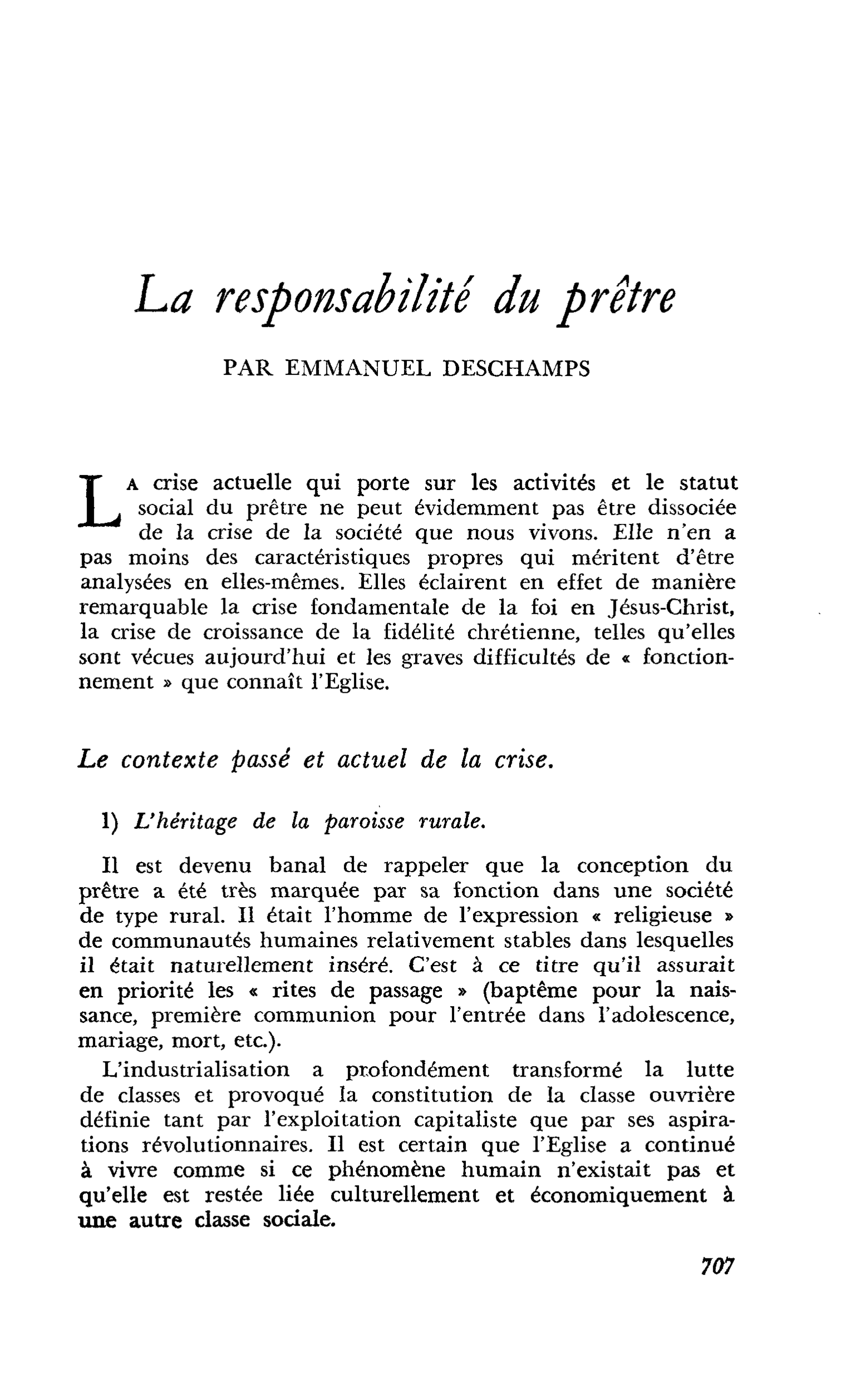 La responsabilité du prêtre