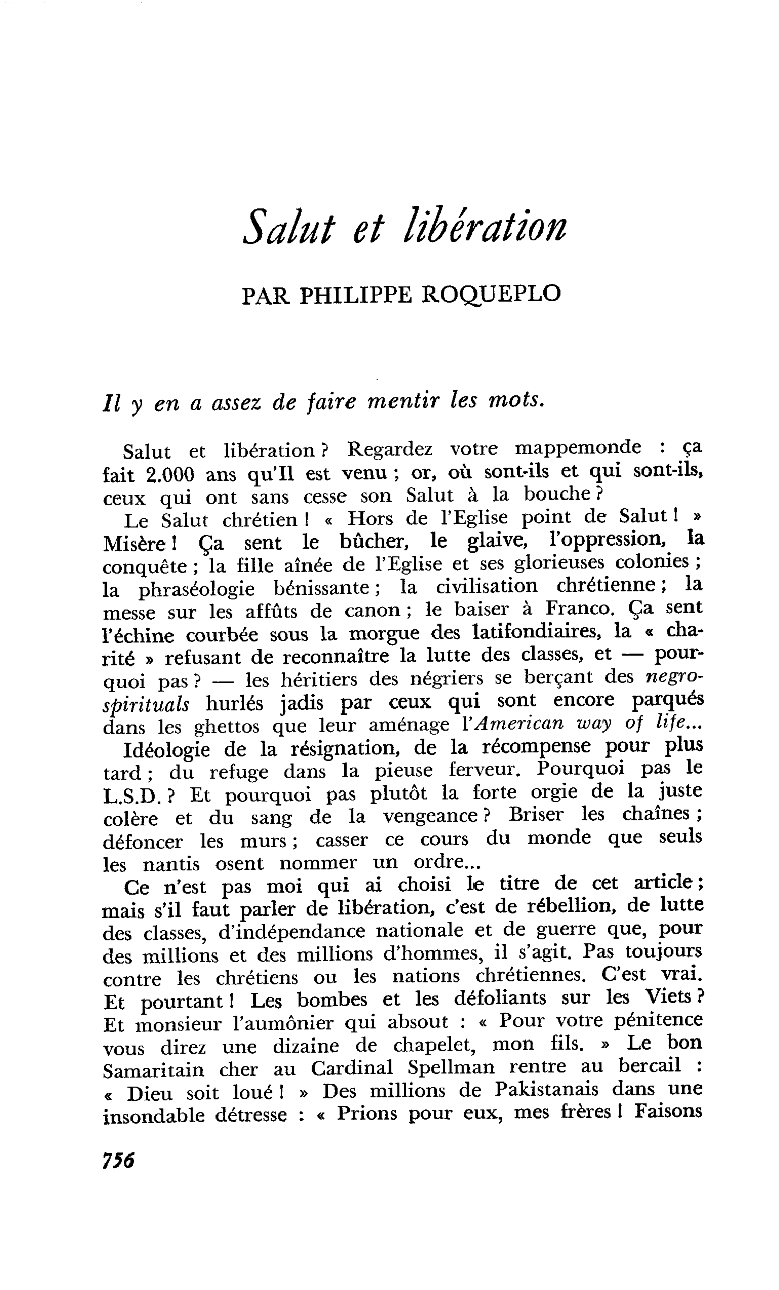 Salut et libération