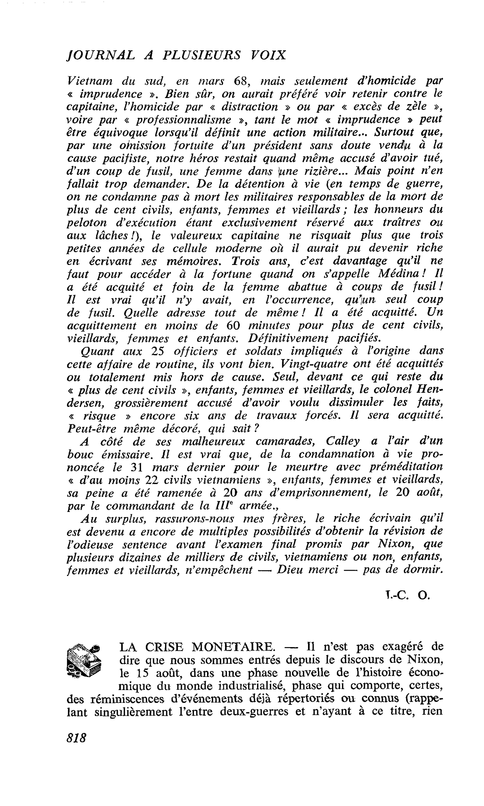 LA CRISE MONETAIRE