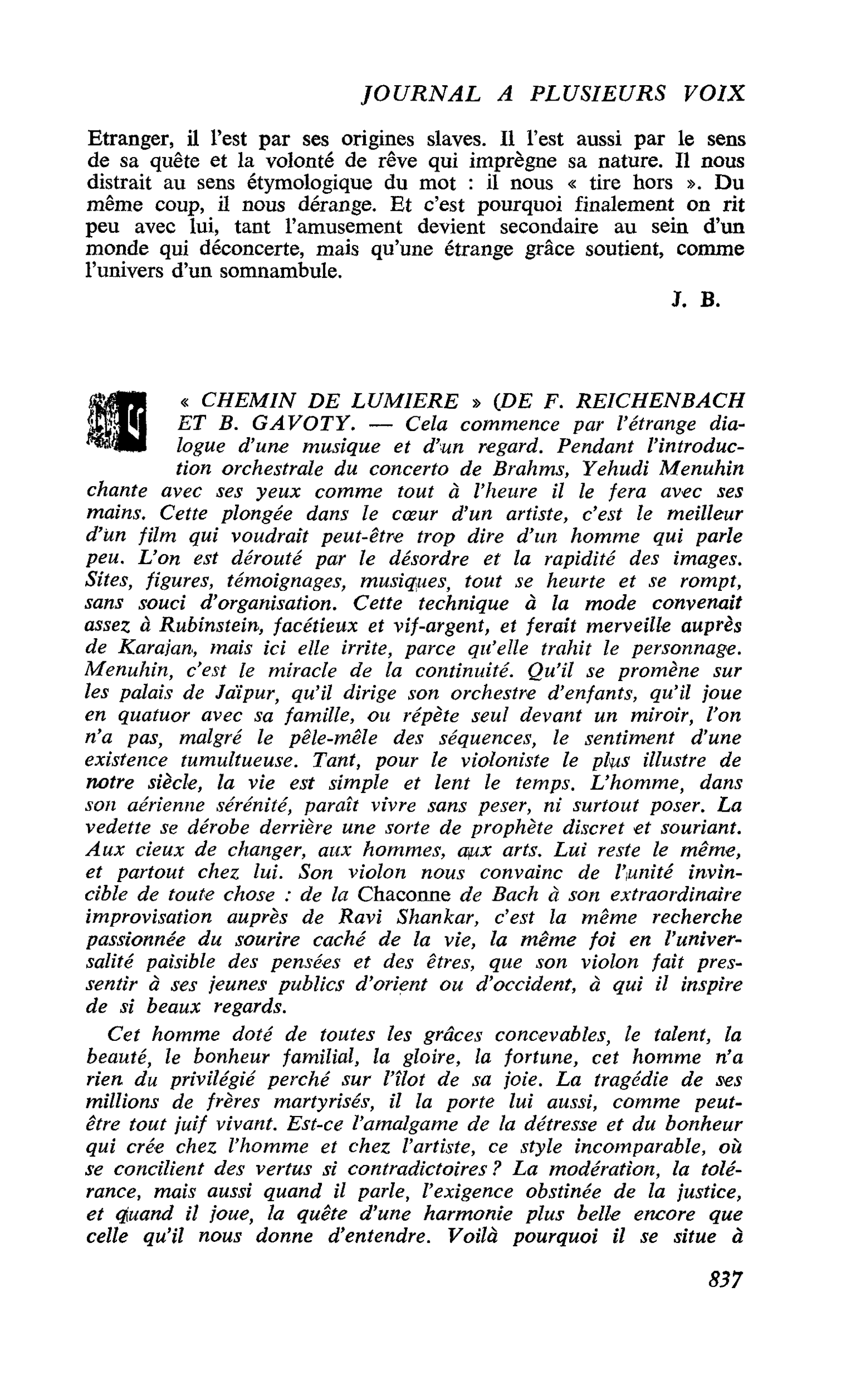 « CHEMIN DE LUMIERE » (DE F. REICHENBACH ET B. GAVOTY)