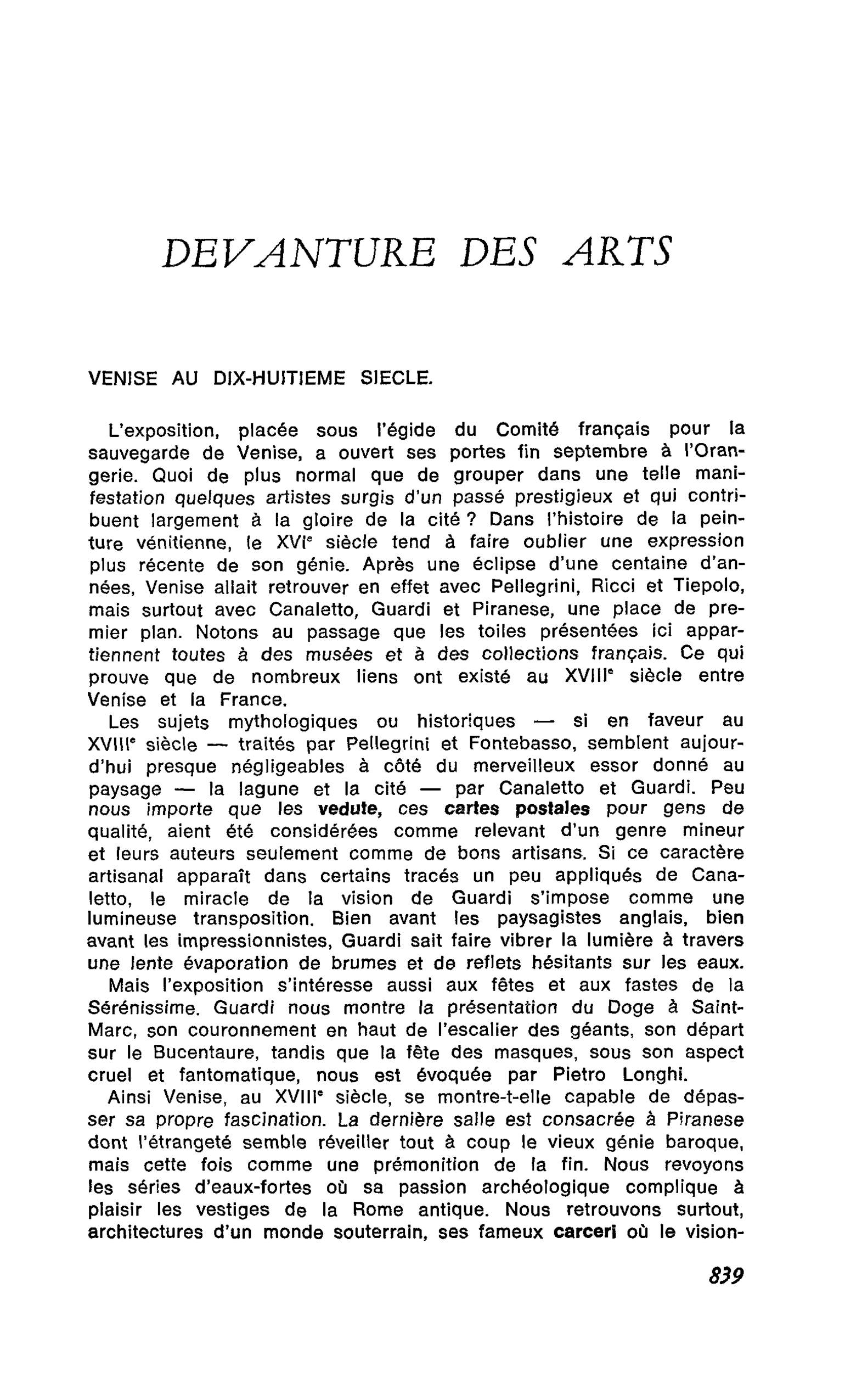 VENISE AU DIX-HUITIEME SIECLE