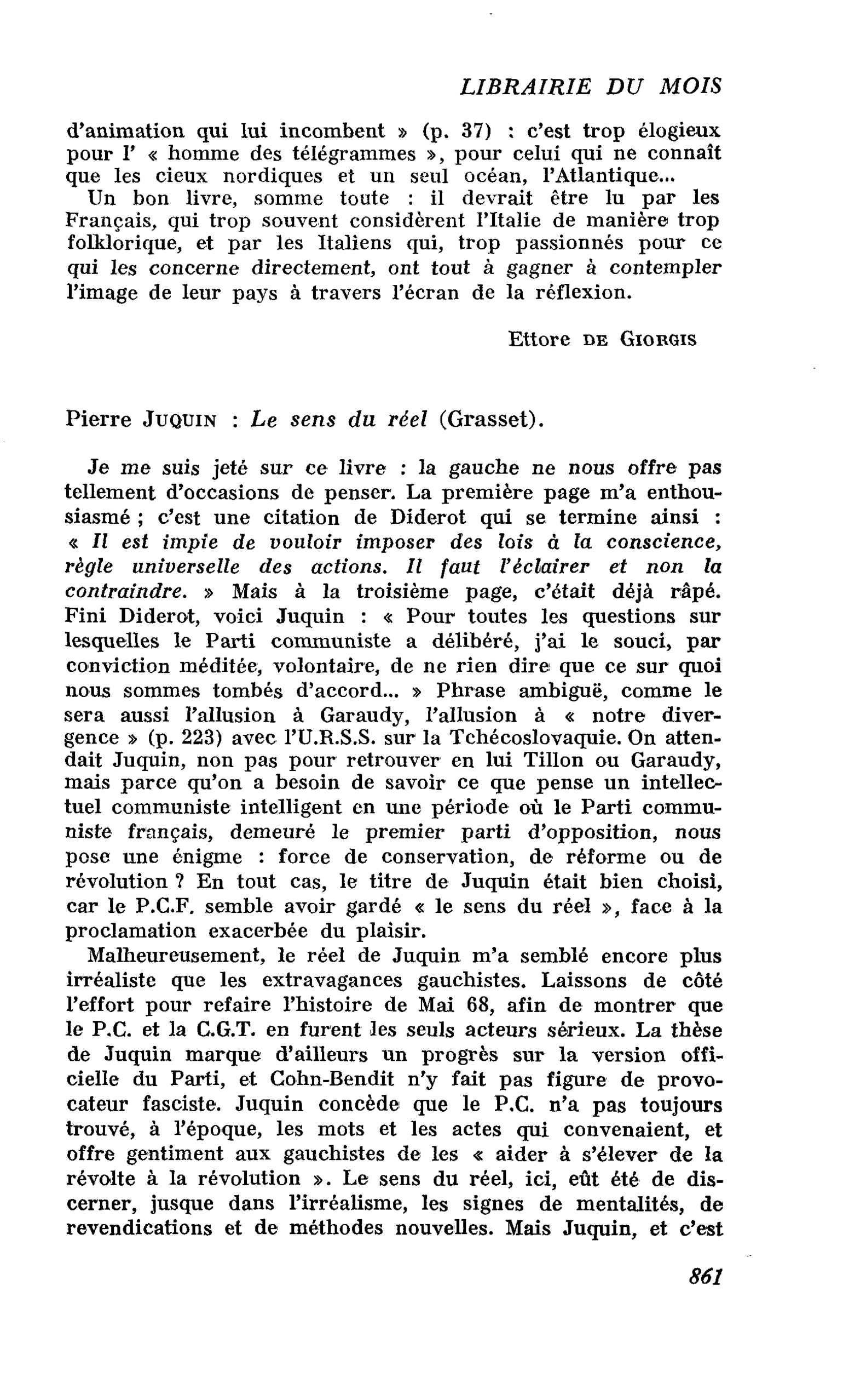 Pierre Juquin : Le sens du réel