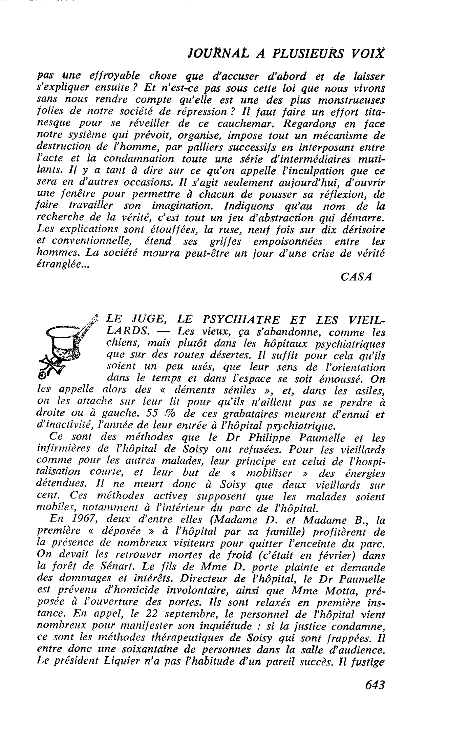 LE JUGE, LE PSYCHIATRE ET LES VIEILLARDS