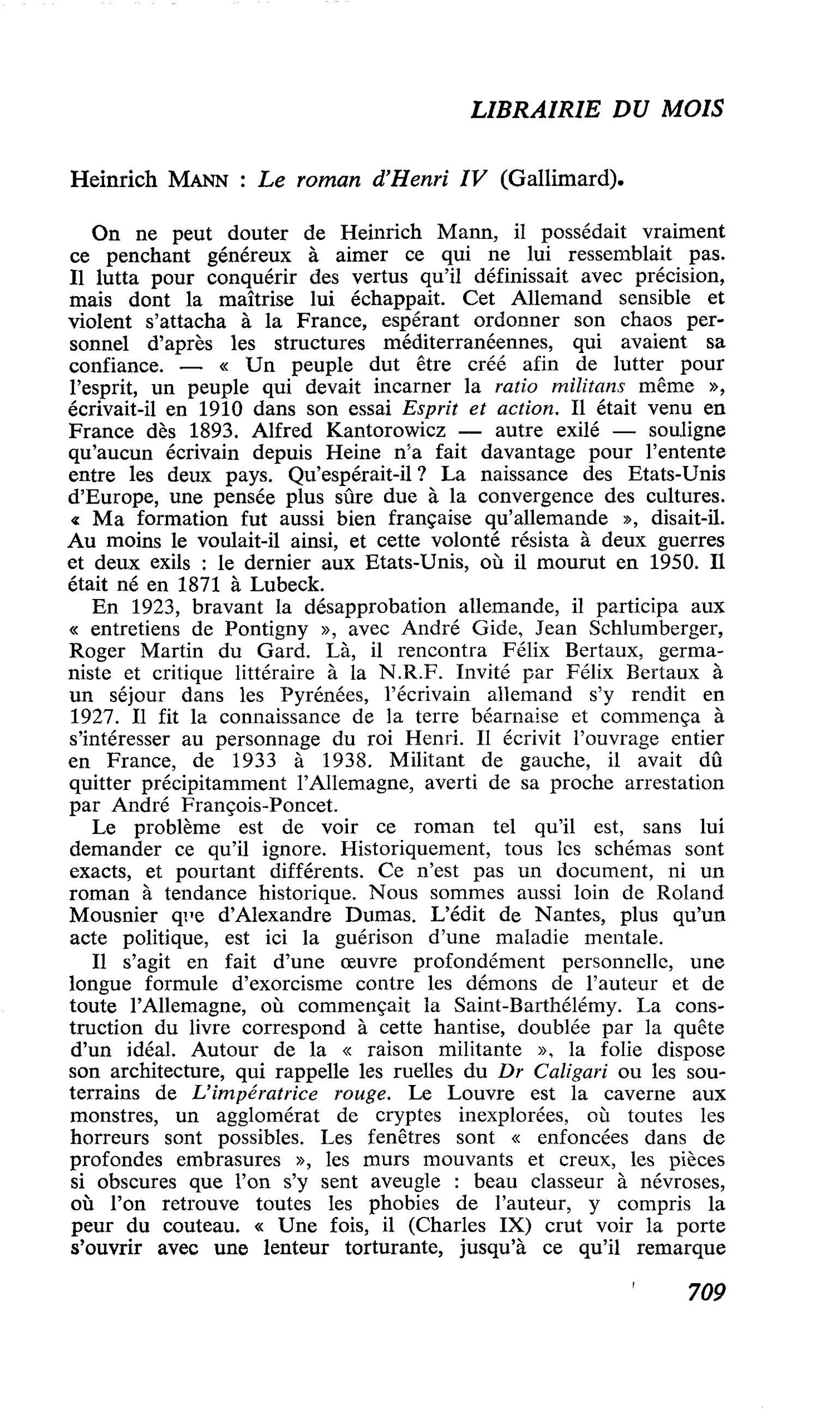 Heinrich Mann : Le roman d’Henri IV