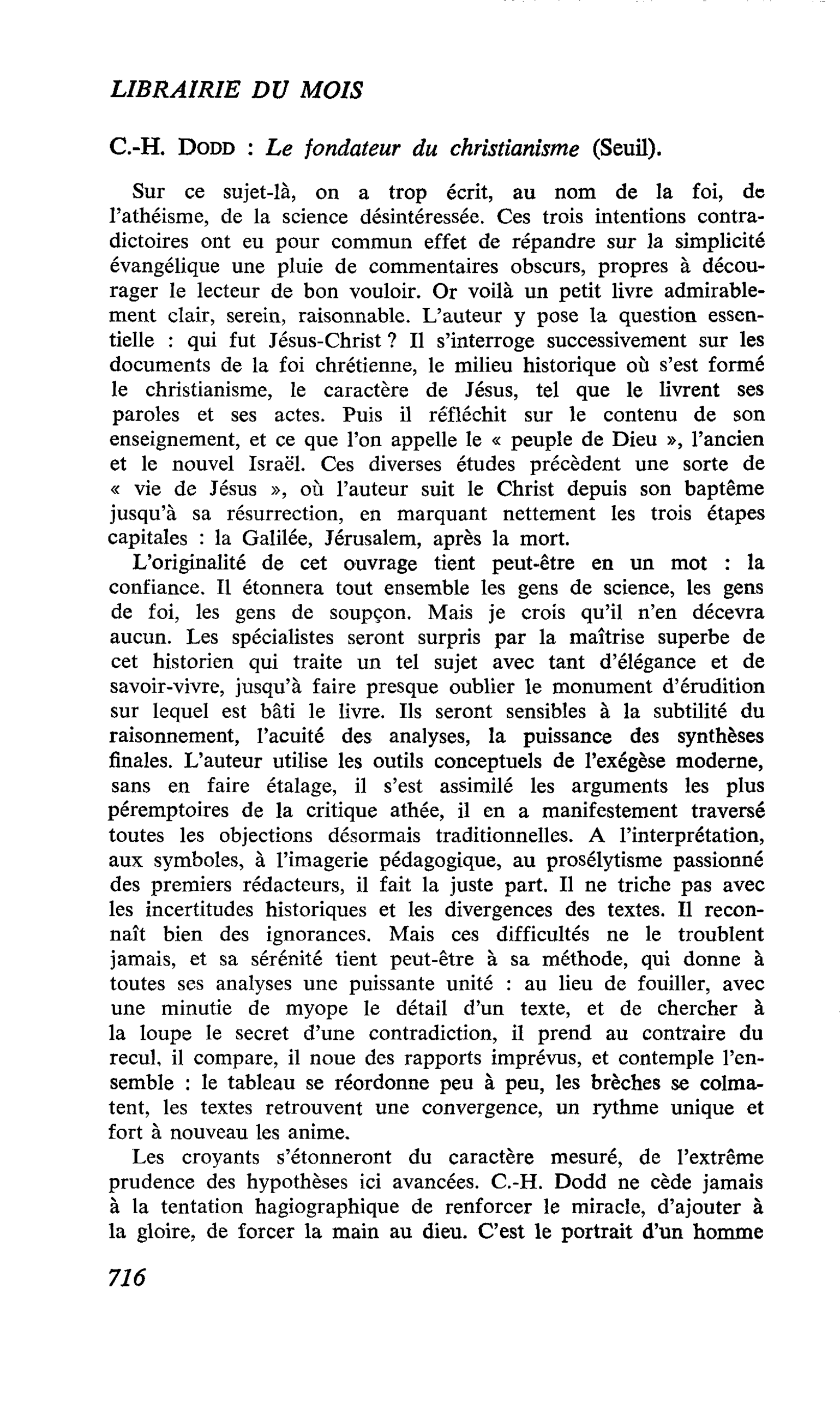 C.-H. Dodd : Le fondateur du christianisme