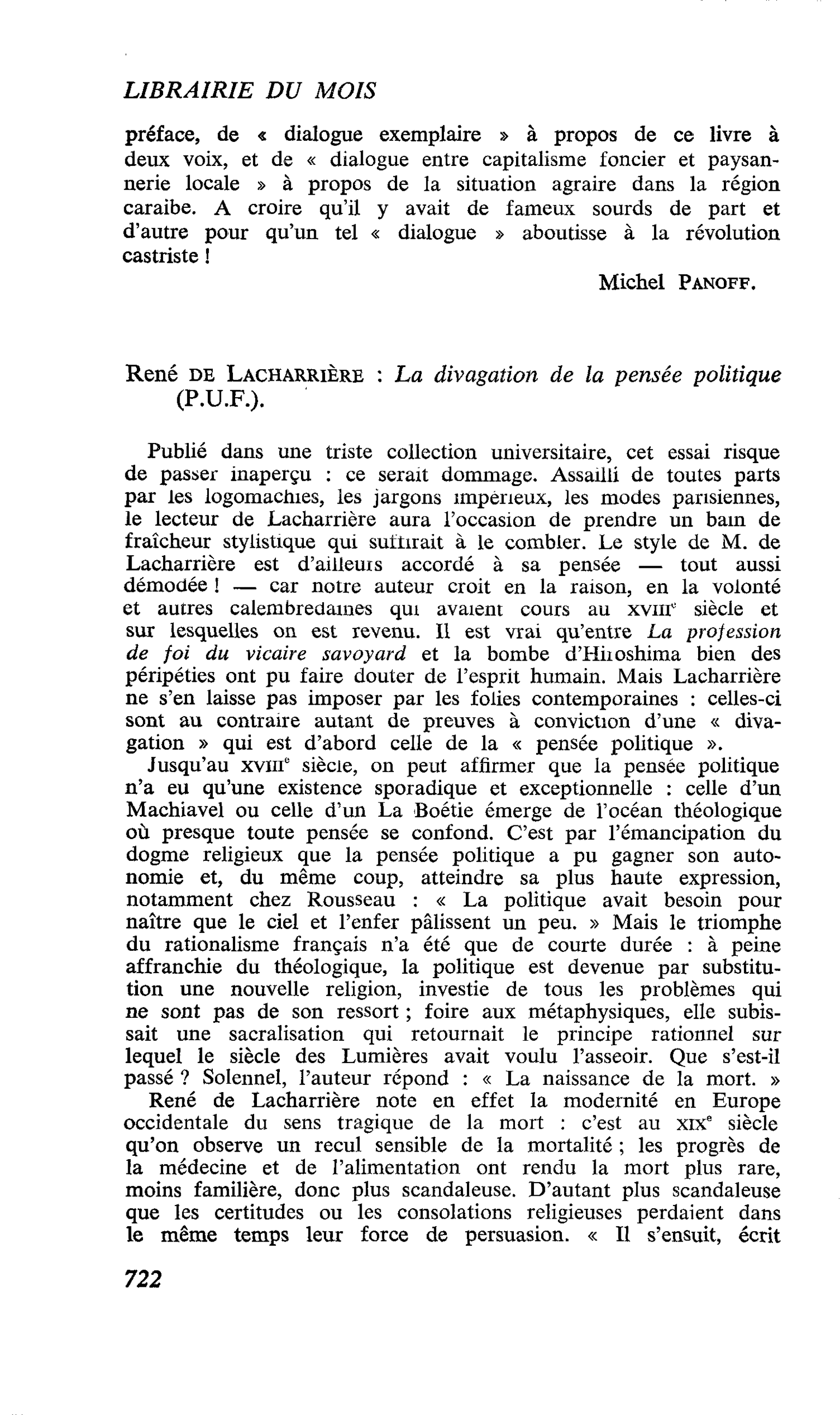 René de Lacharrière : La divagation de la pensée politique