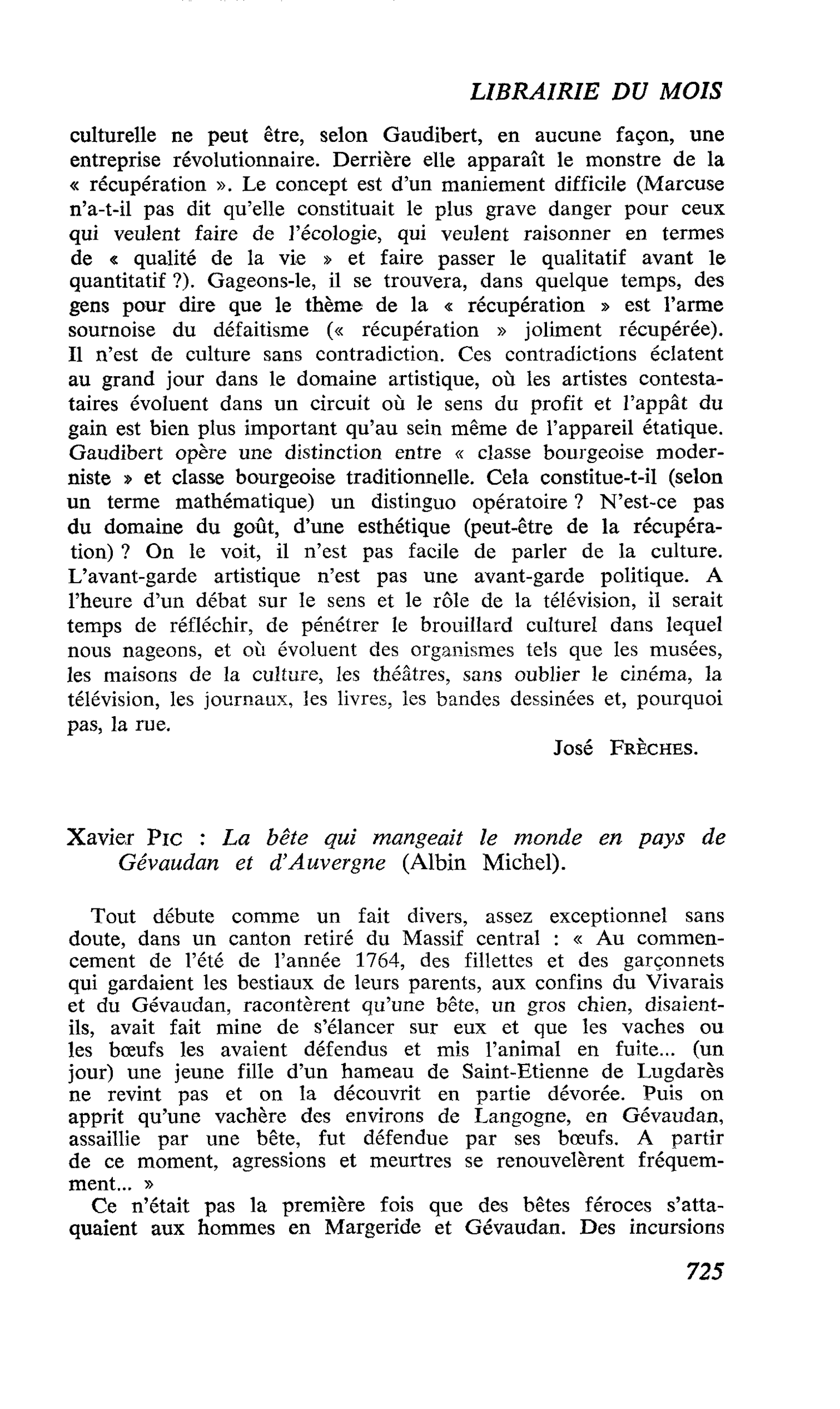 Xavier Pic : La bête qui mangeait le monde en pays de Gévaudan et d’Auvergne