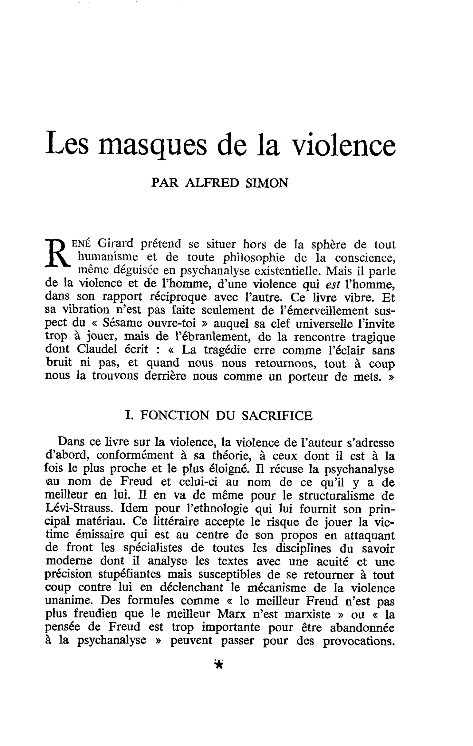 Les masques de la violence
