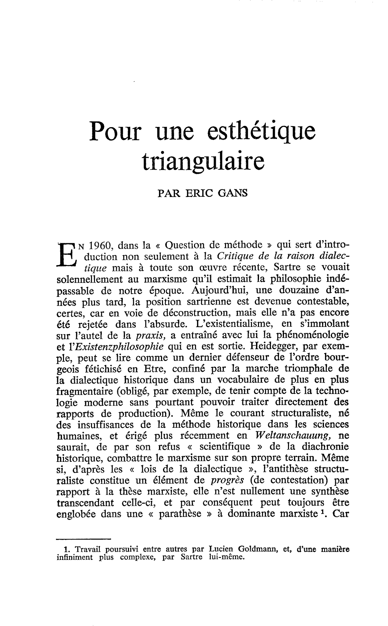 Pour une esthétique triangulaire