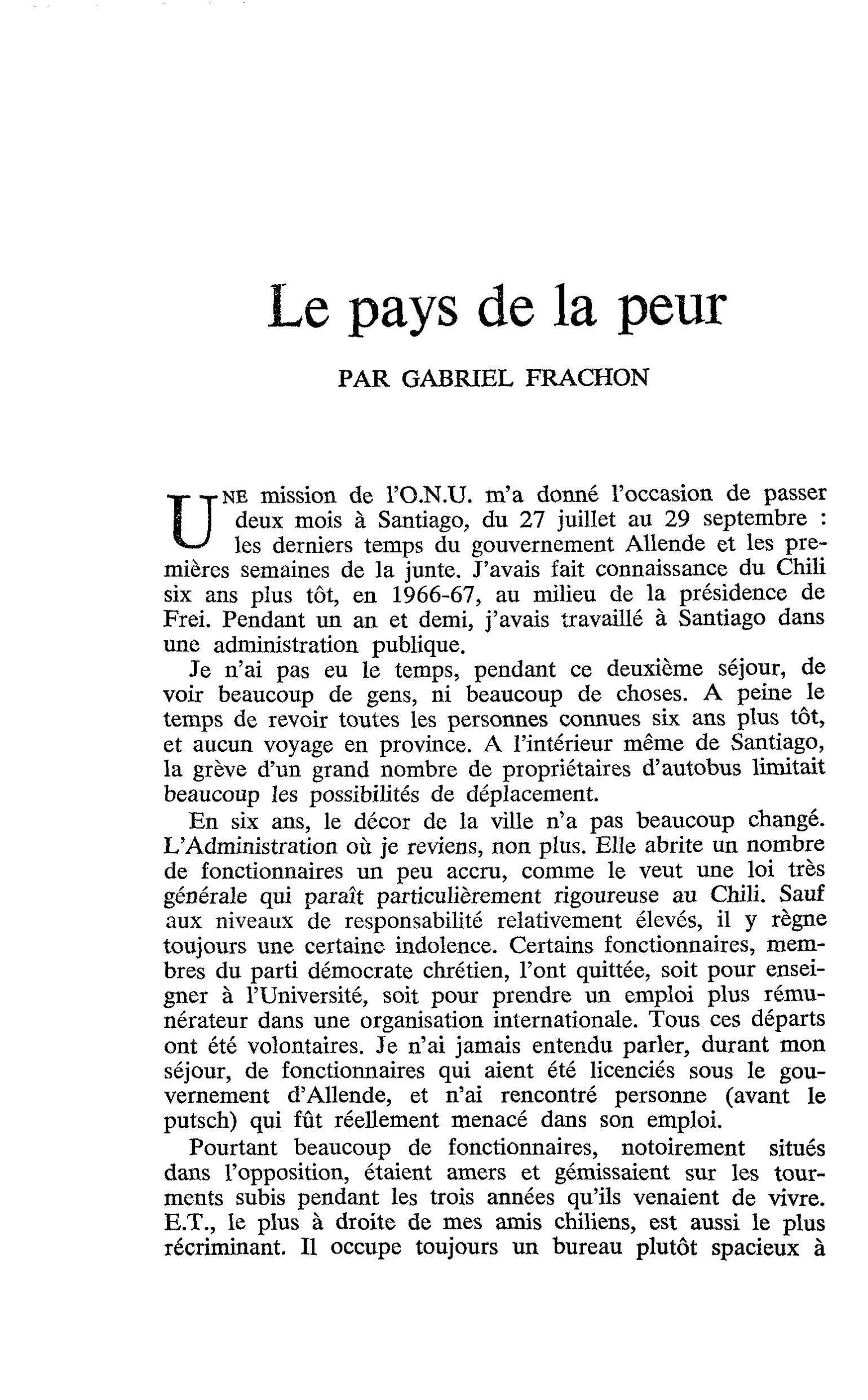Le pays de la peur