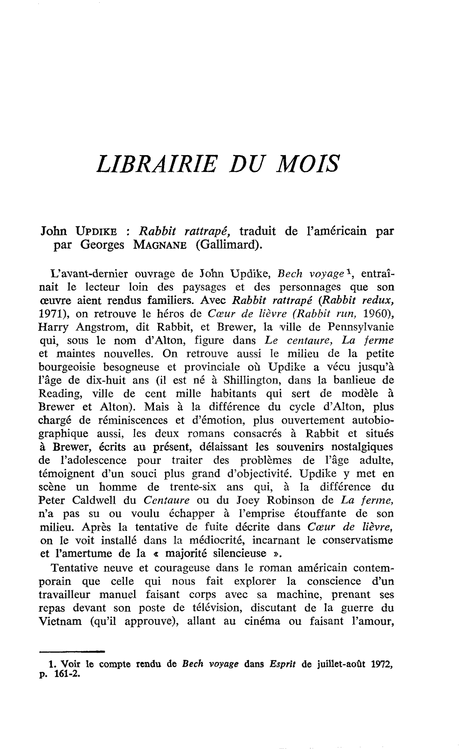 John Updike : Rabbit rattrapé