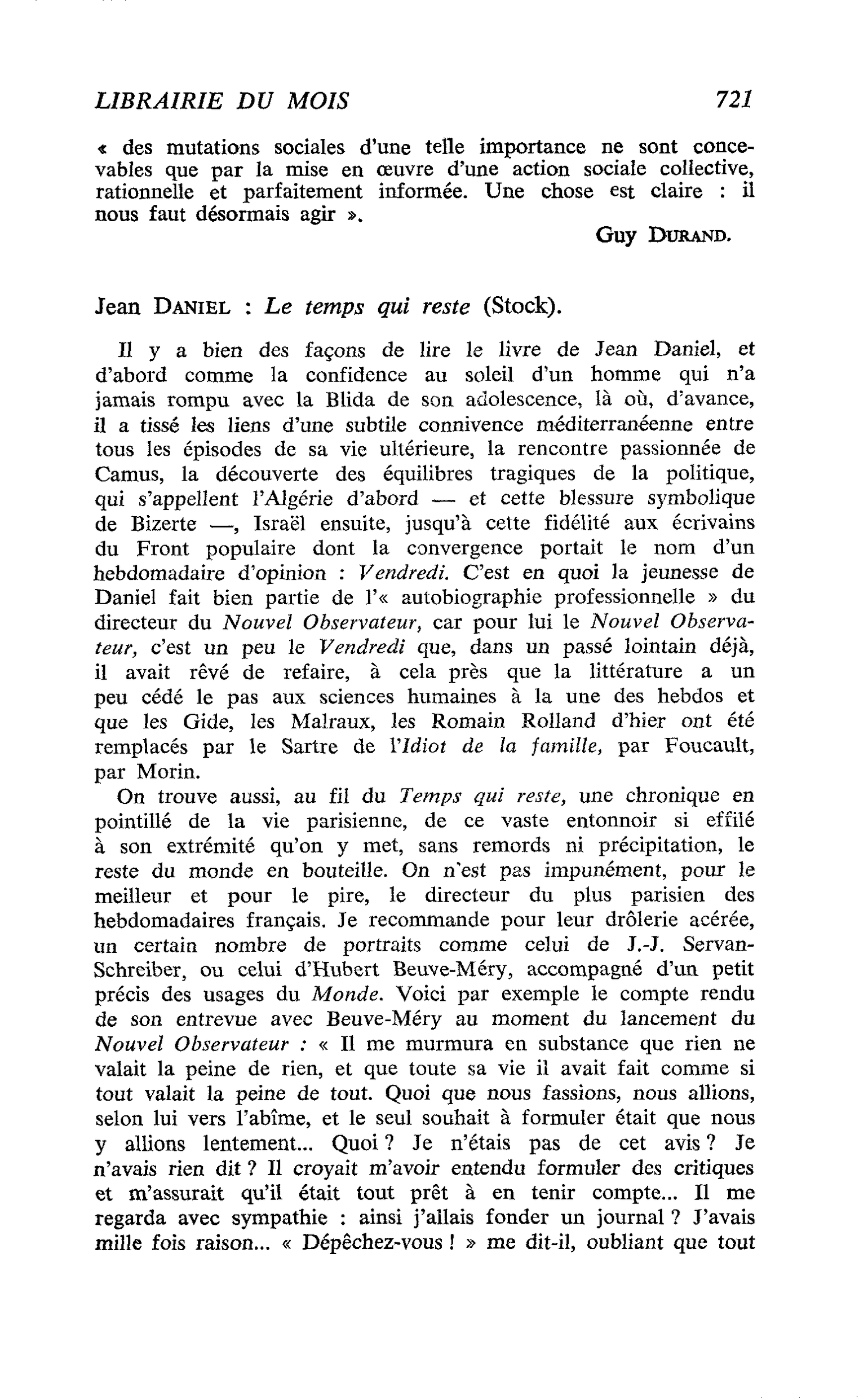 Jean Daniel : Le temps qui reste