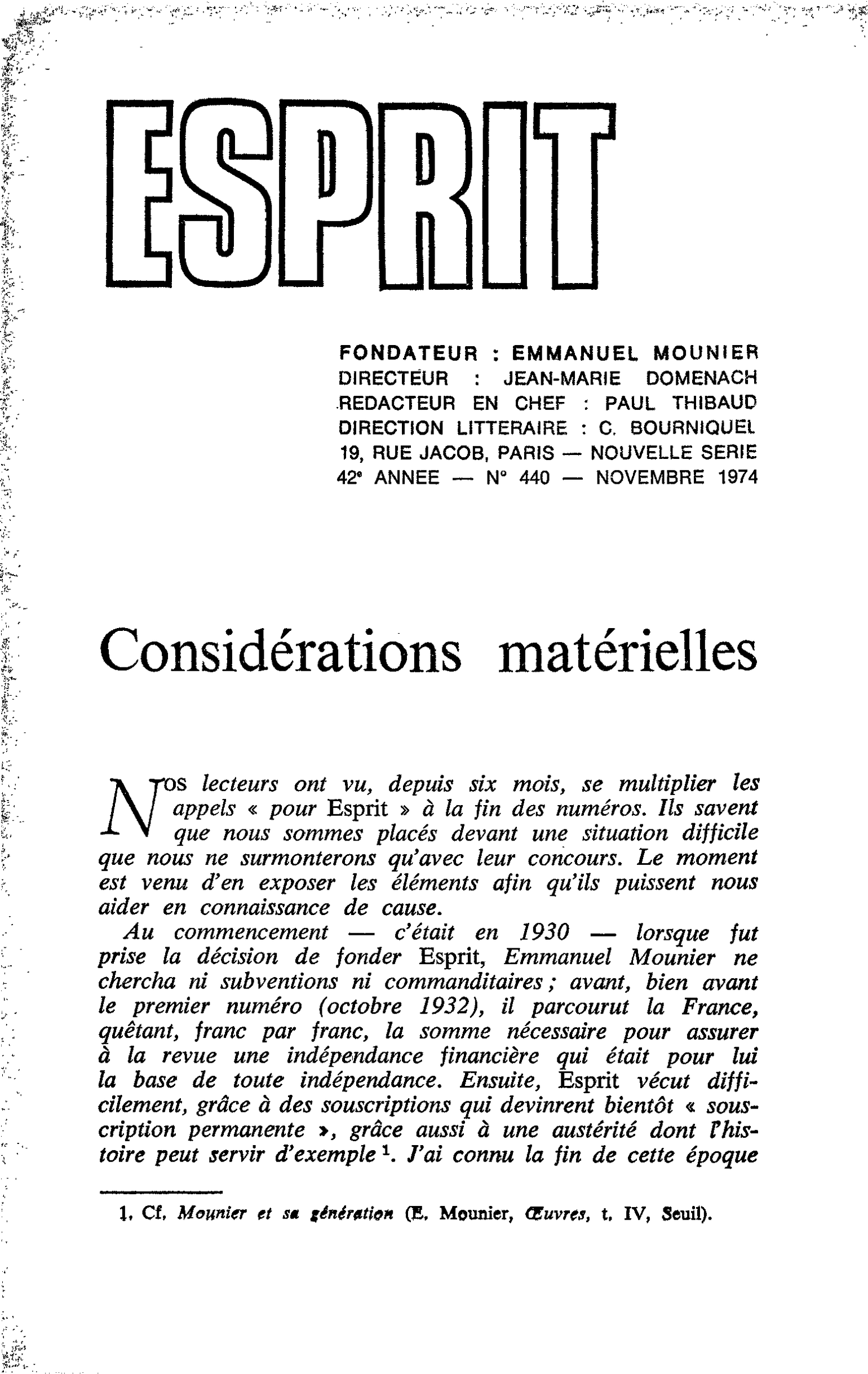 Considérations matérielles