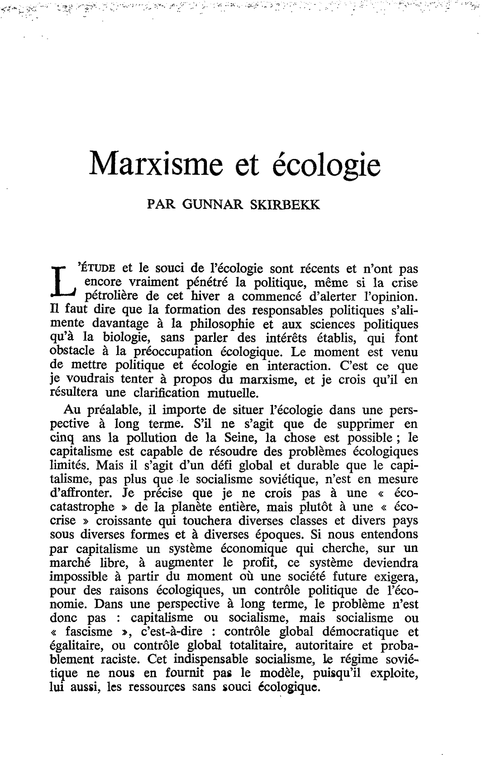 Marxisme et écologie