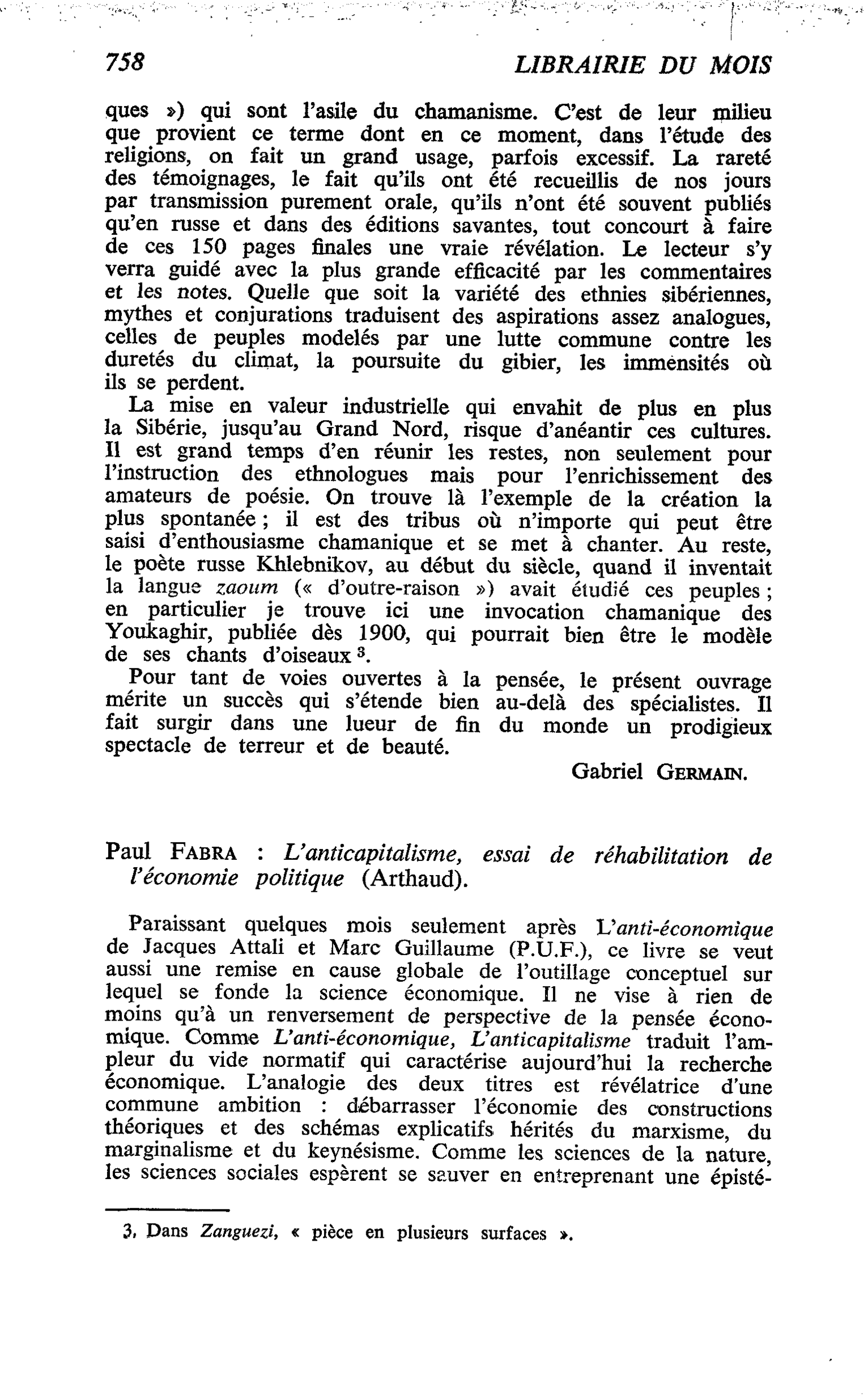 Paul Fabra : L’anticapitalisme, essai de réhabilitation de l’économie politique