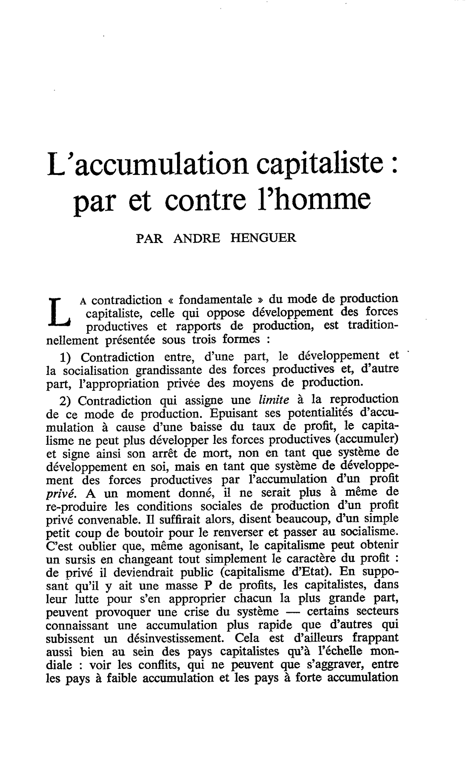 L’accumulation capitaliste : par et contre l’homme
