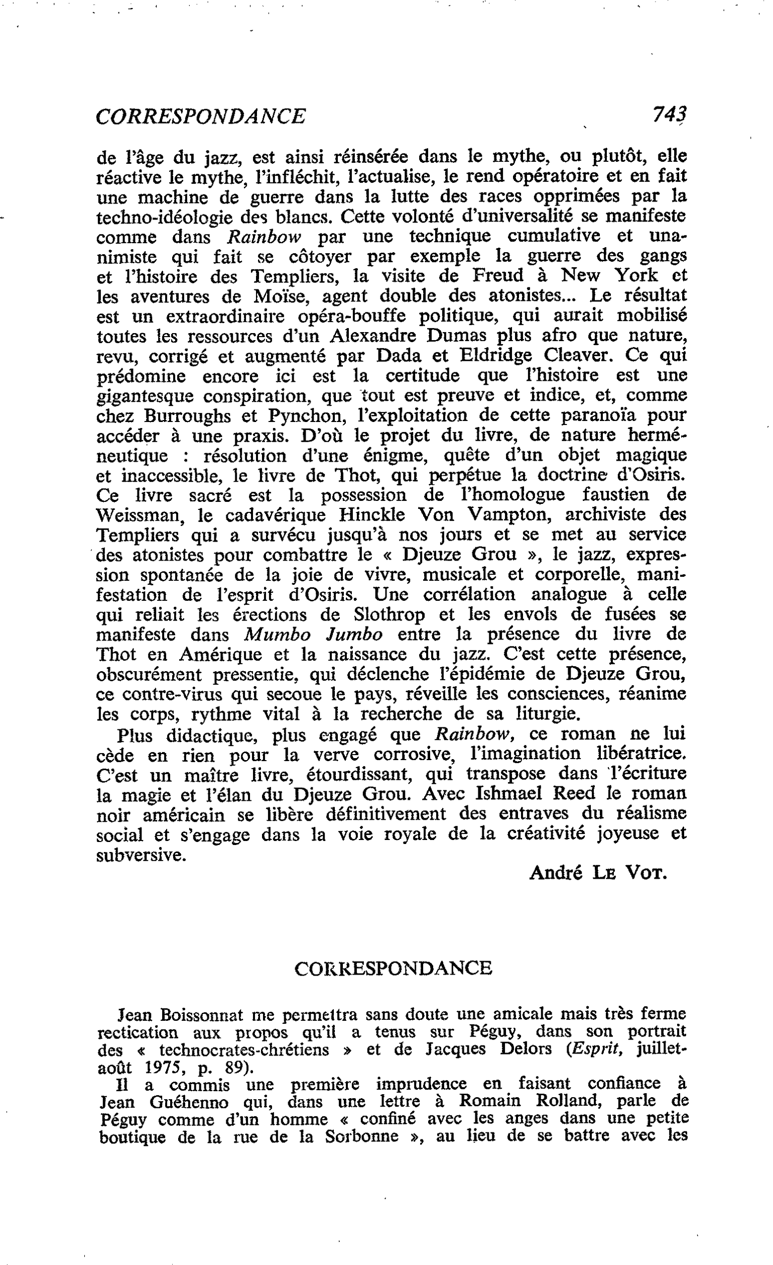 Correspondance