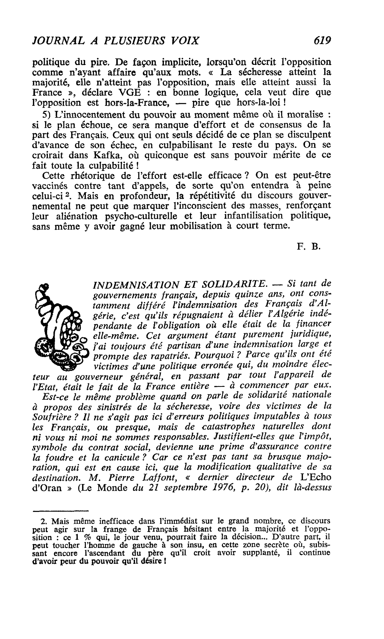 INDEMNISATION ET SOLIDARITE