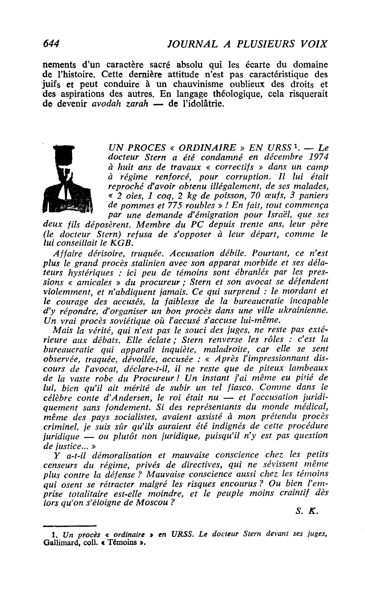 UN PROCES « ORDINAIRE » EN URSS