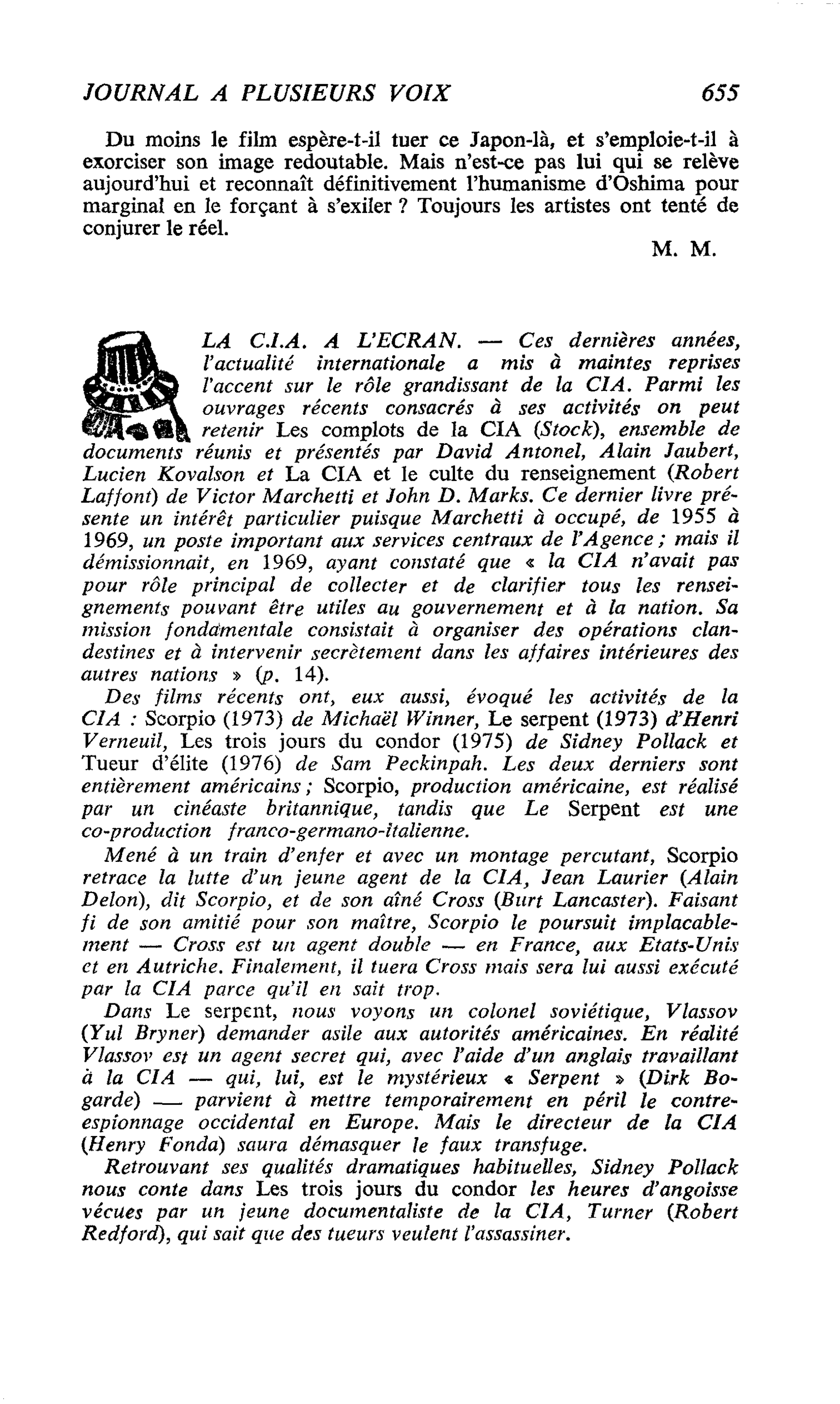 LA C.I.A. A L’ECRAN