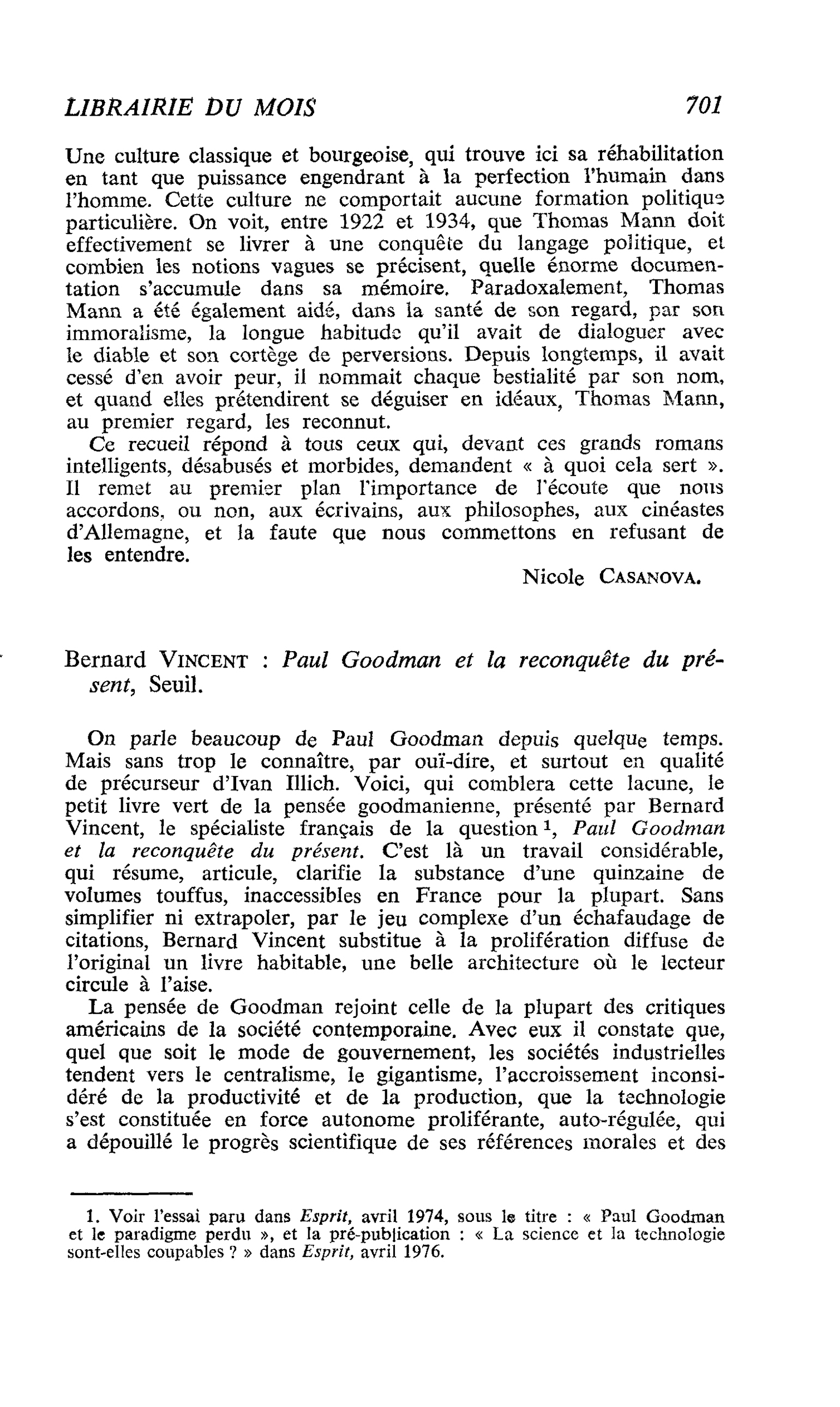 Bernard Vincent : Paul Goodman et la reconquête du présent