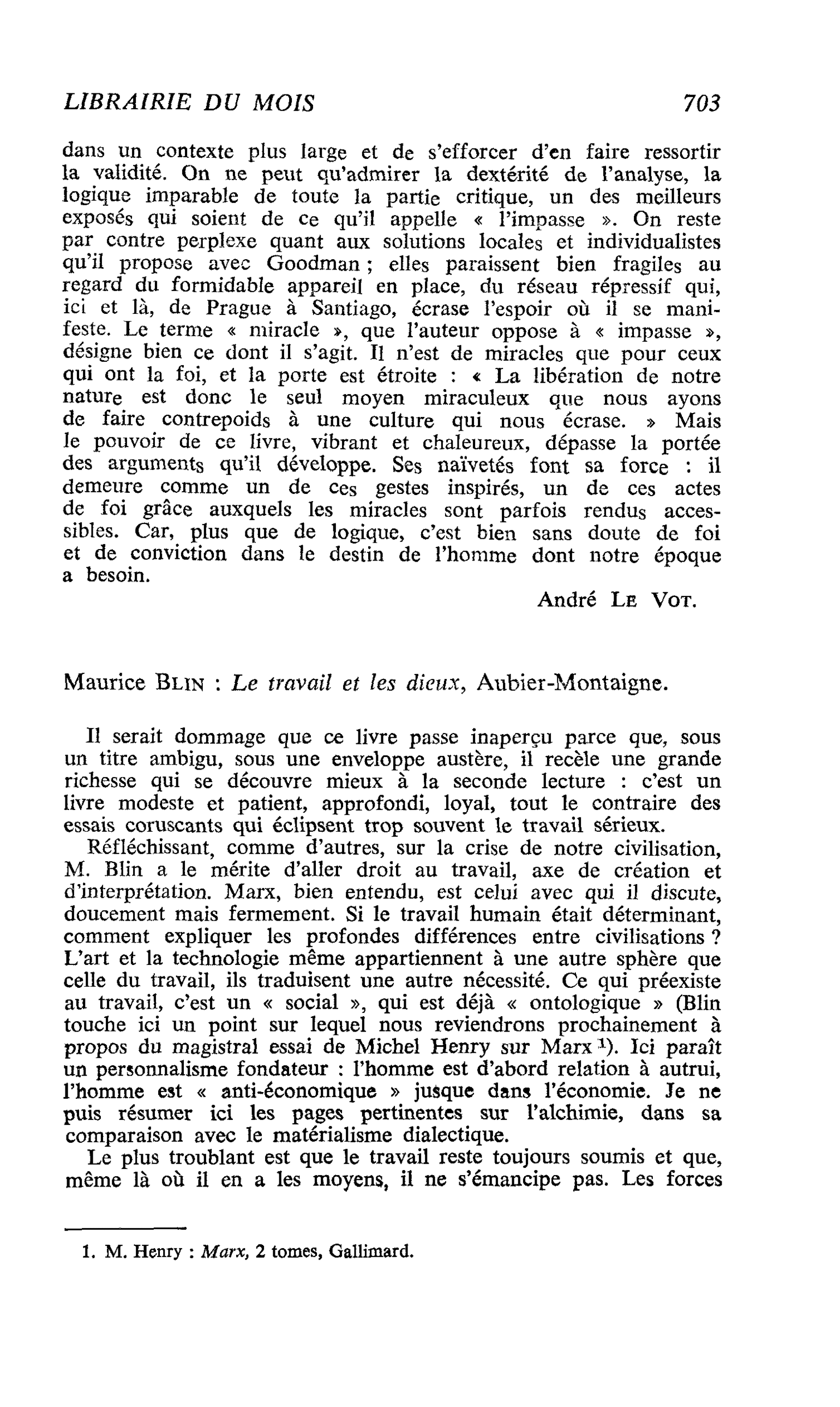 Maurice Blin : Le travail et les dieux