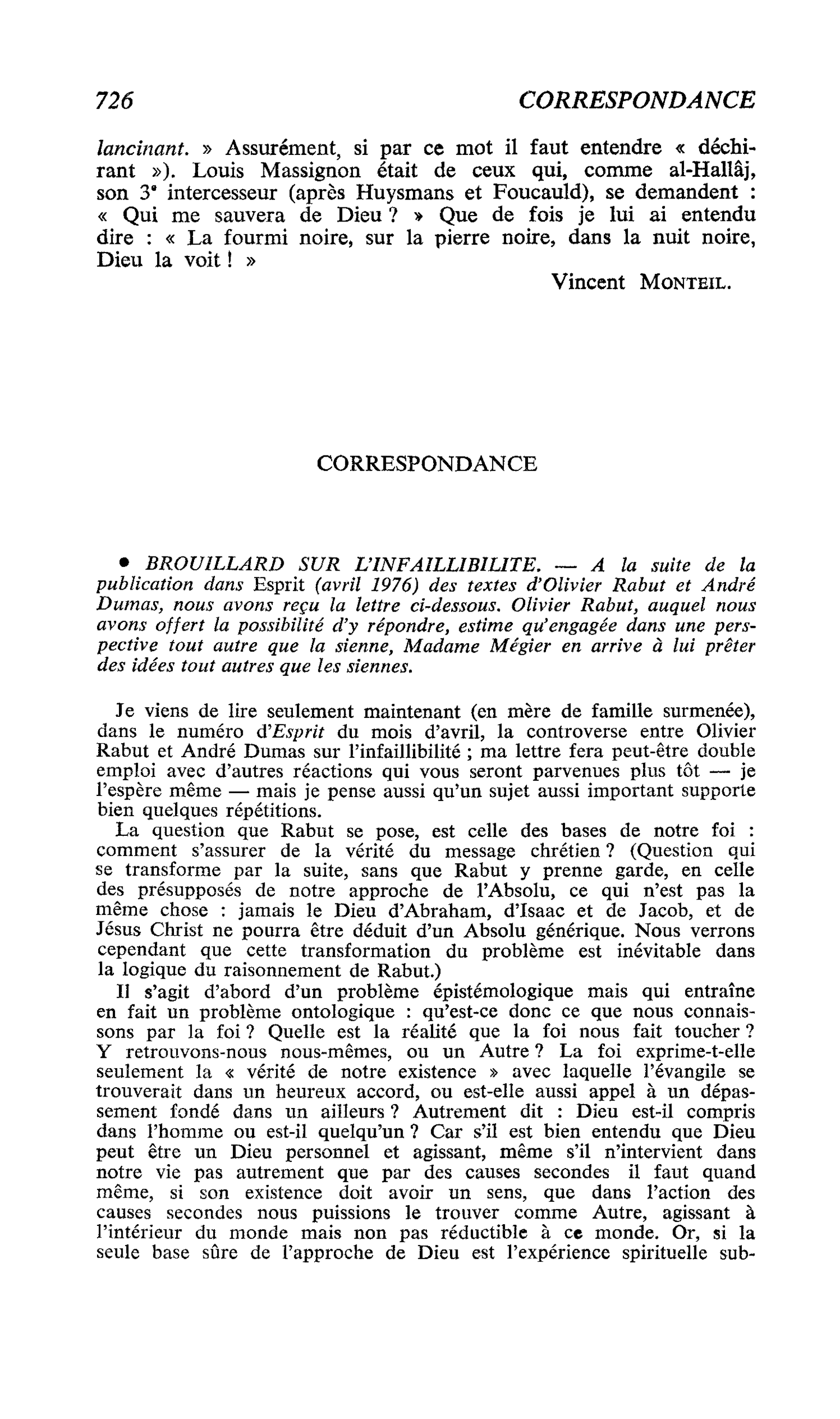 Brouillard sur l’infaillibilité
