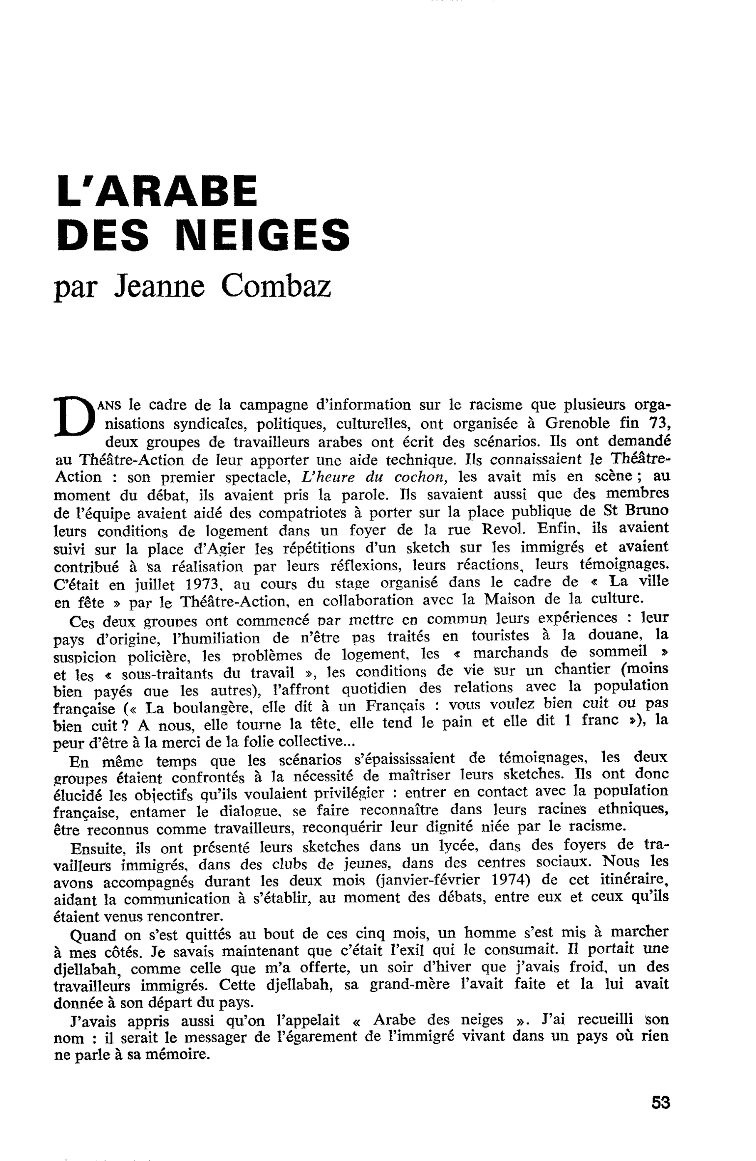 L’ARABE DES NEIGES