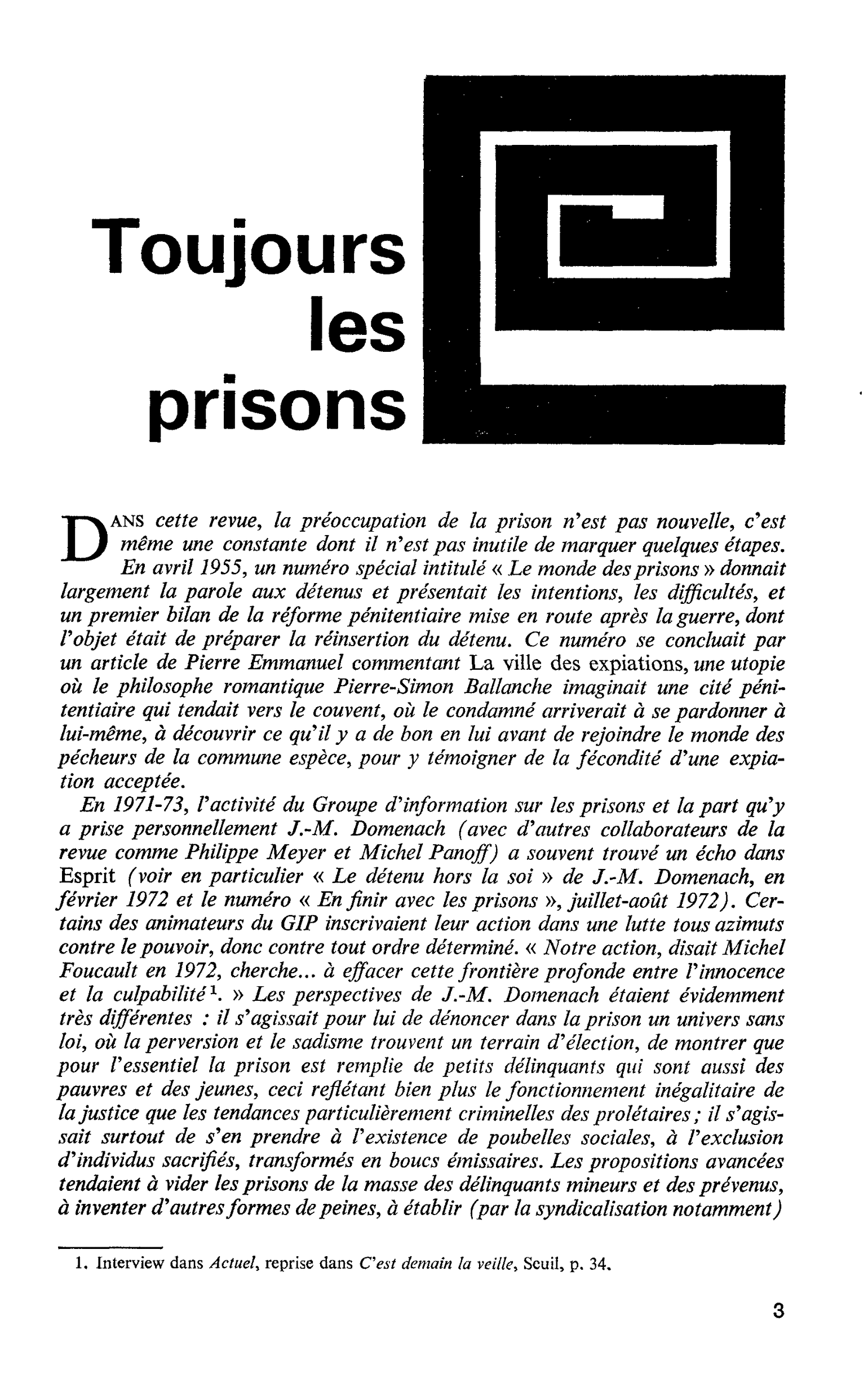 Toujours les prisons